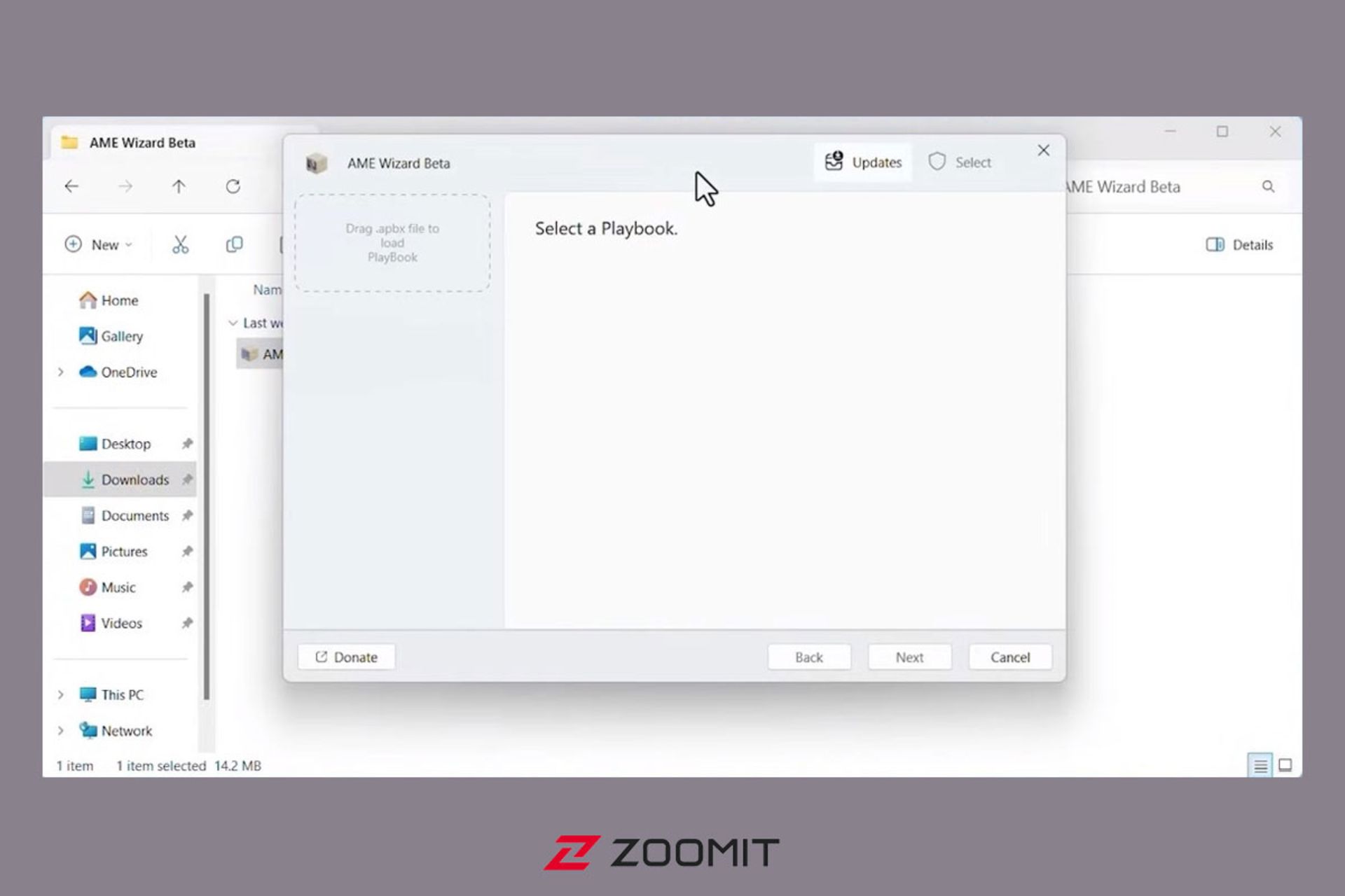 انتخاب پلی‌بوک در AMD Wizard