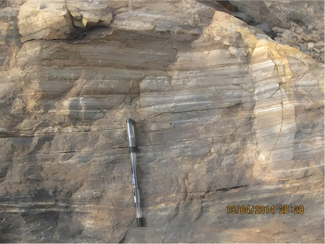 لایه‌های سنگ چرت کربنی (Carbonaceous Chert) در منطقه بیتداری (Bhitardari) هند