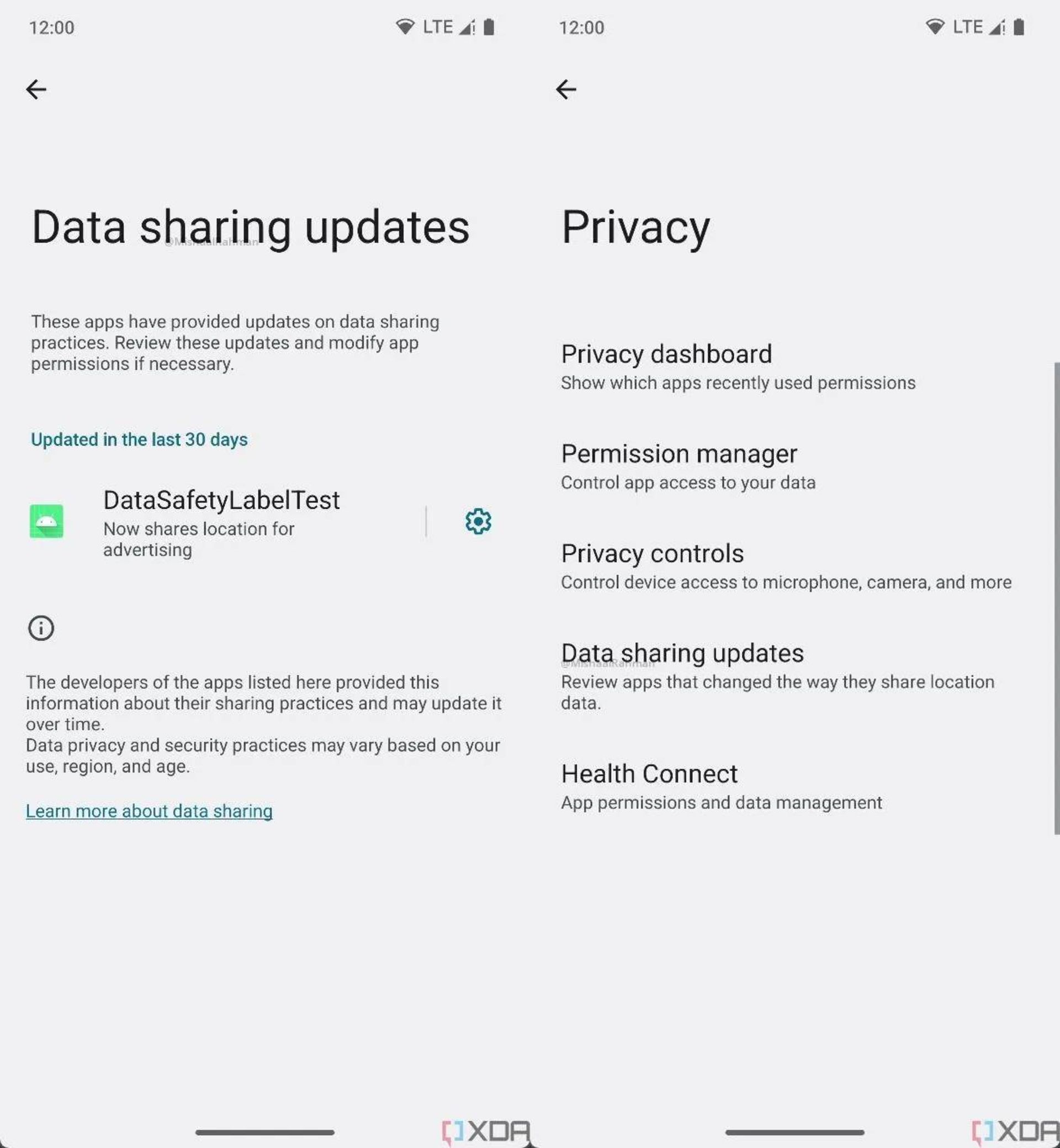 طراحی بخش جدید Data Sharing اندروید ۱۴