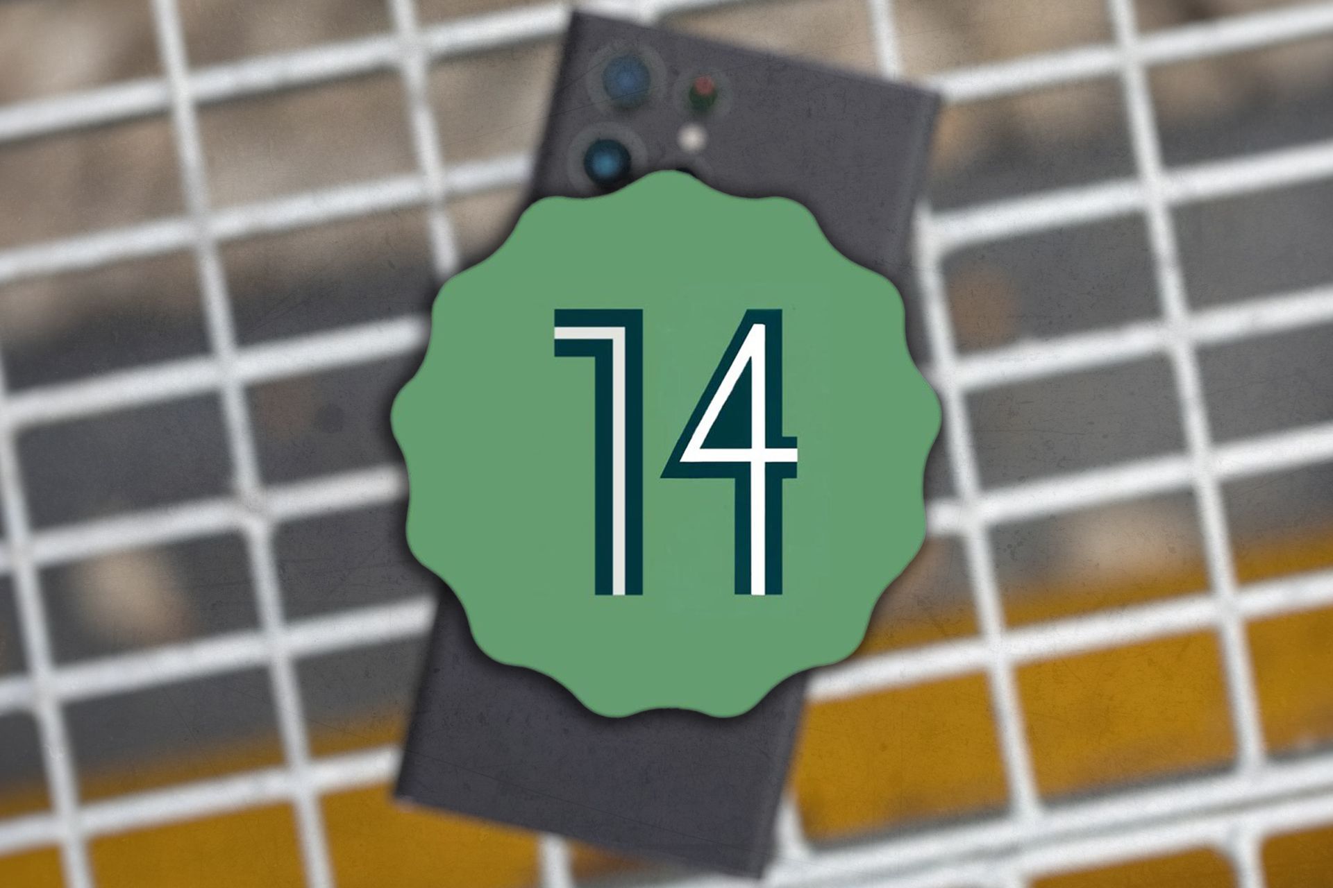 لوگوی آیکون ۱۴ مقابل گلکسی اس ۲۲ اولترا محو شده در پس زمینه