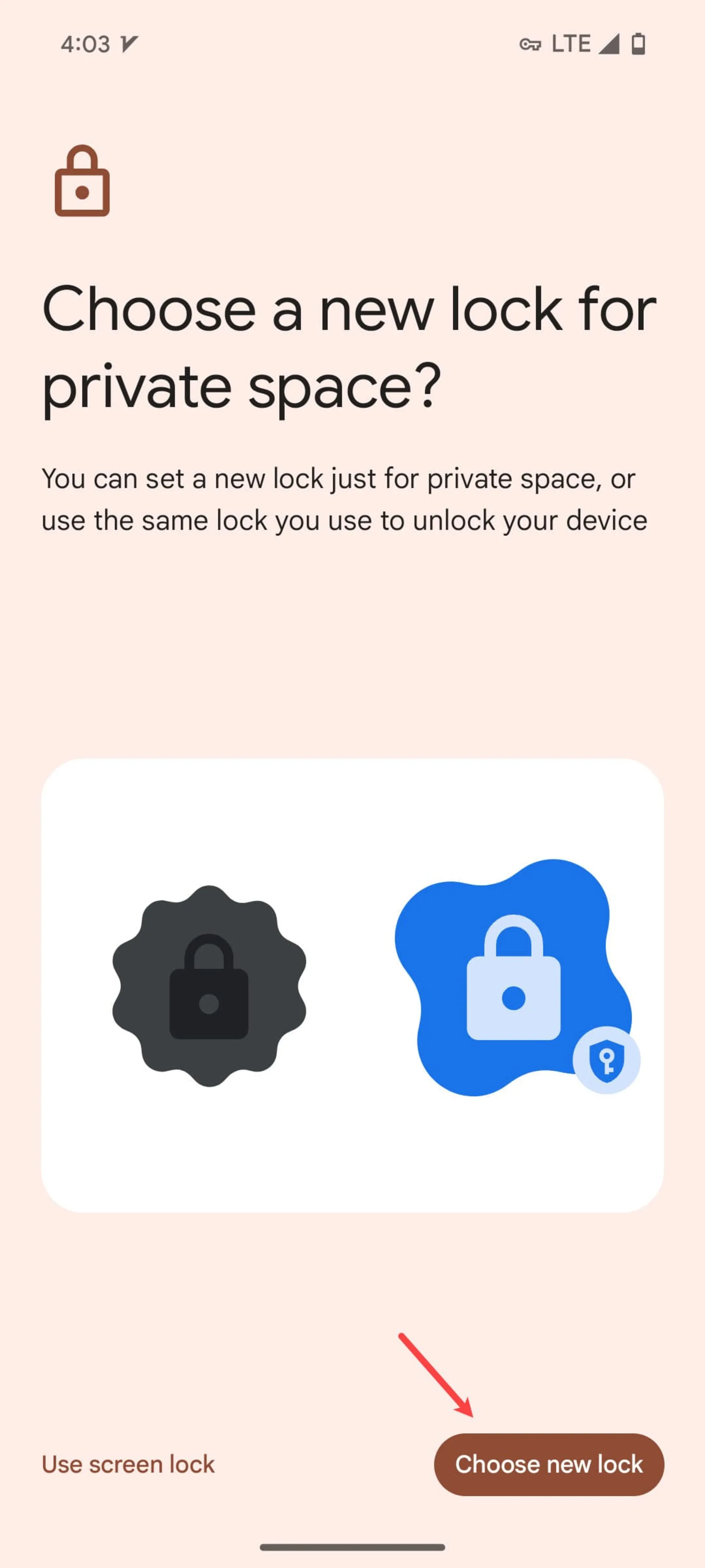 Private Space lock on Android 15