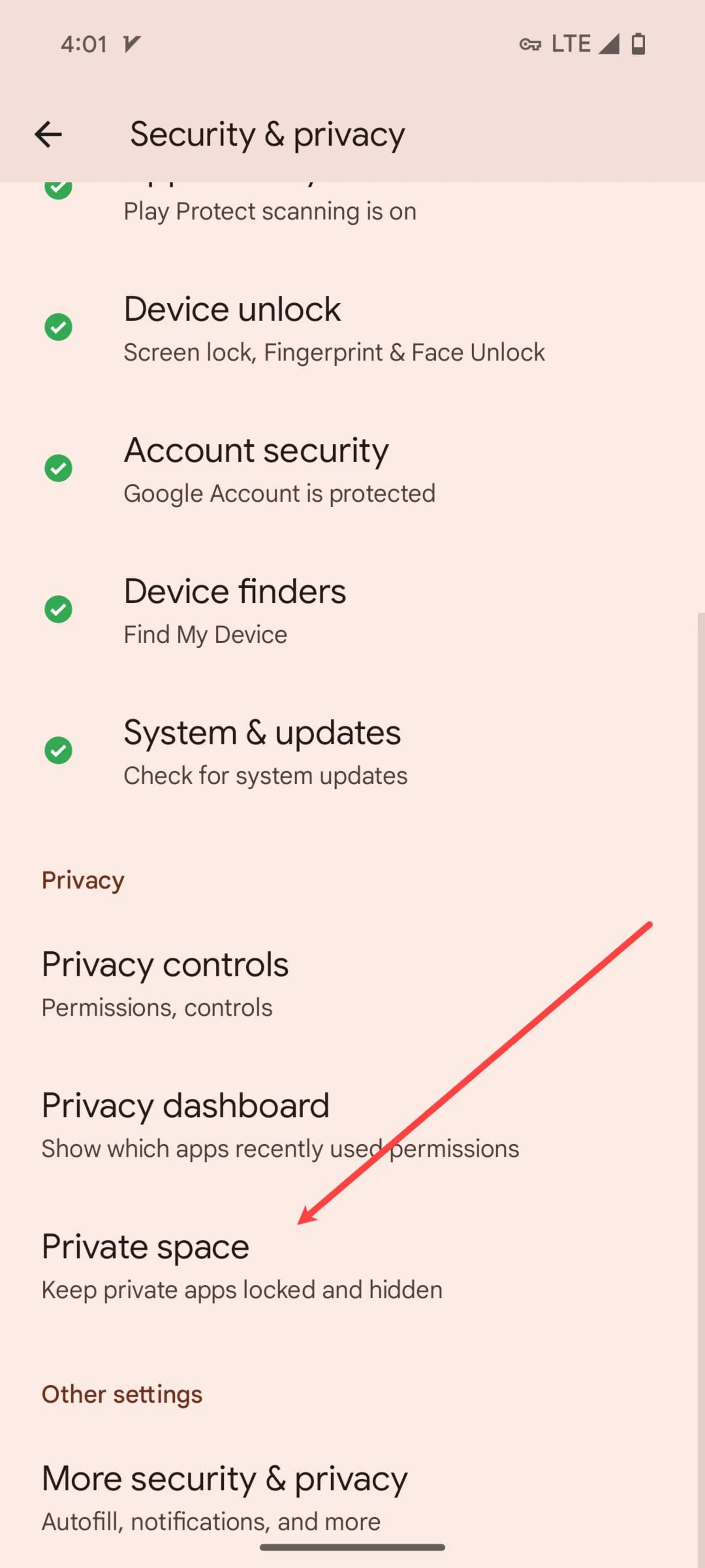 Setting up Private Space on Android 15