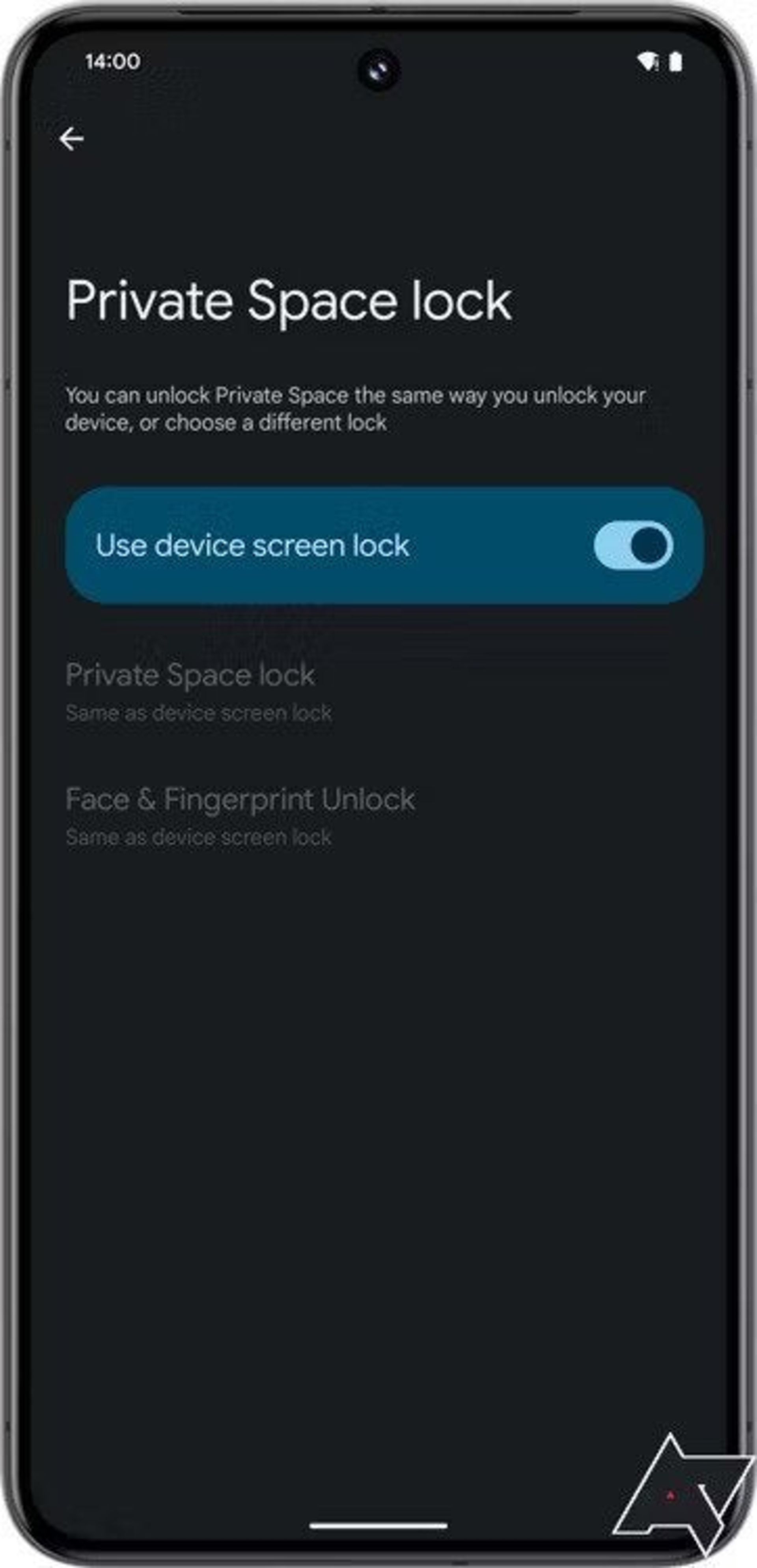 اسکرین شات از قابلیت جدید گوشی پیکسل به نام فضای خصوصی در بتای  اندروید ۱۴ 