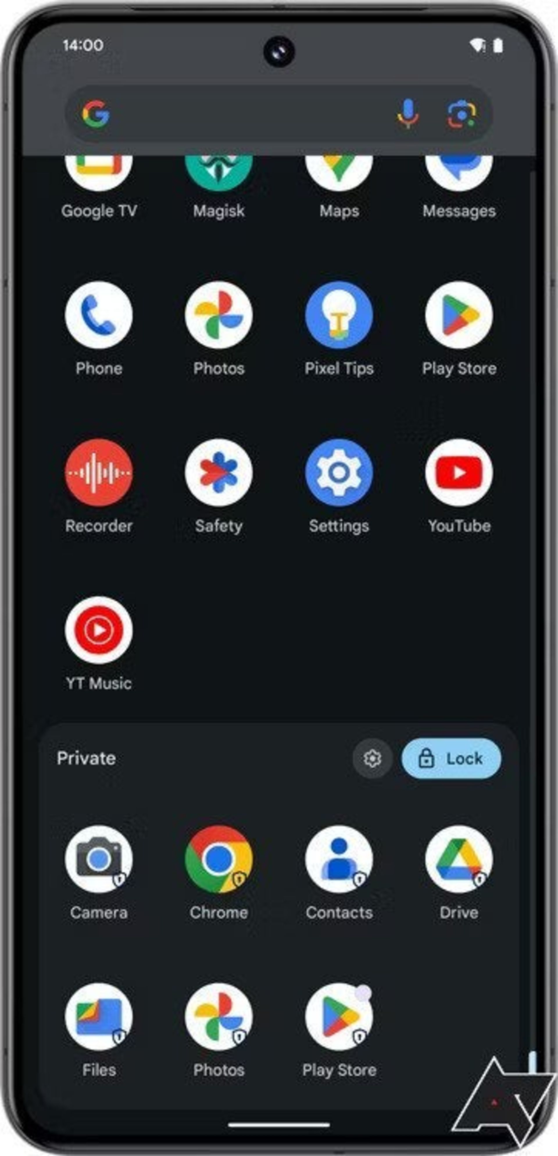اسکرین شات از قابلیت جدید گوشی پیکسل به نام فضای خصوصی در بتای  اندروید ۱۴ - ۴