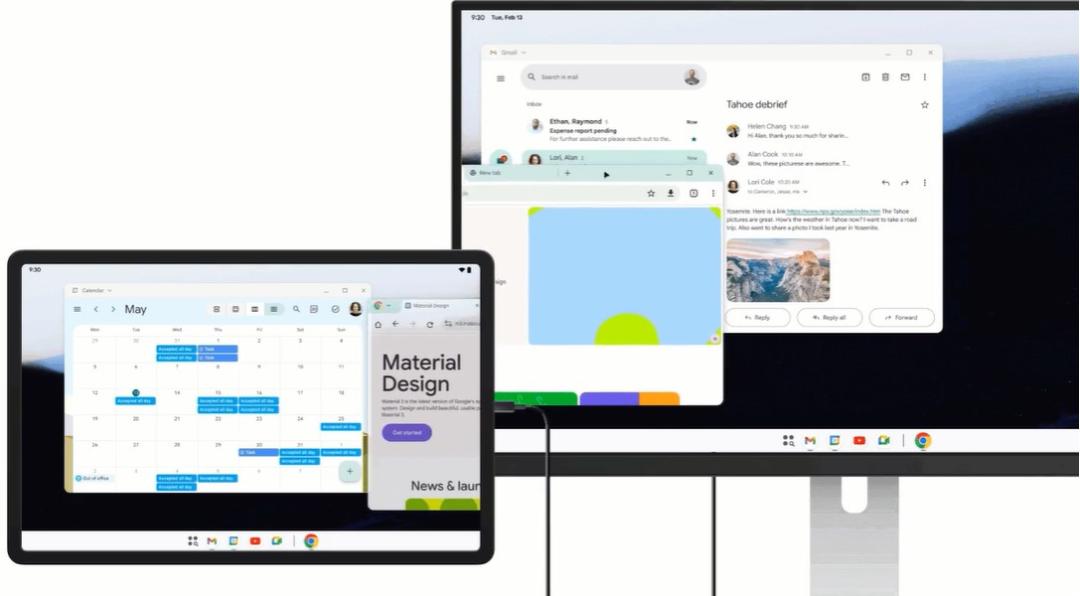 Desktop Mode در اندروید ۱۶ با تبلت و مانیتور