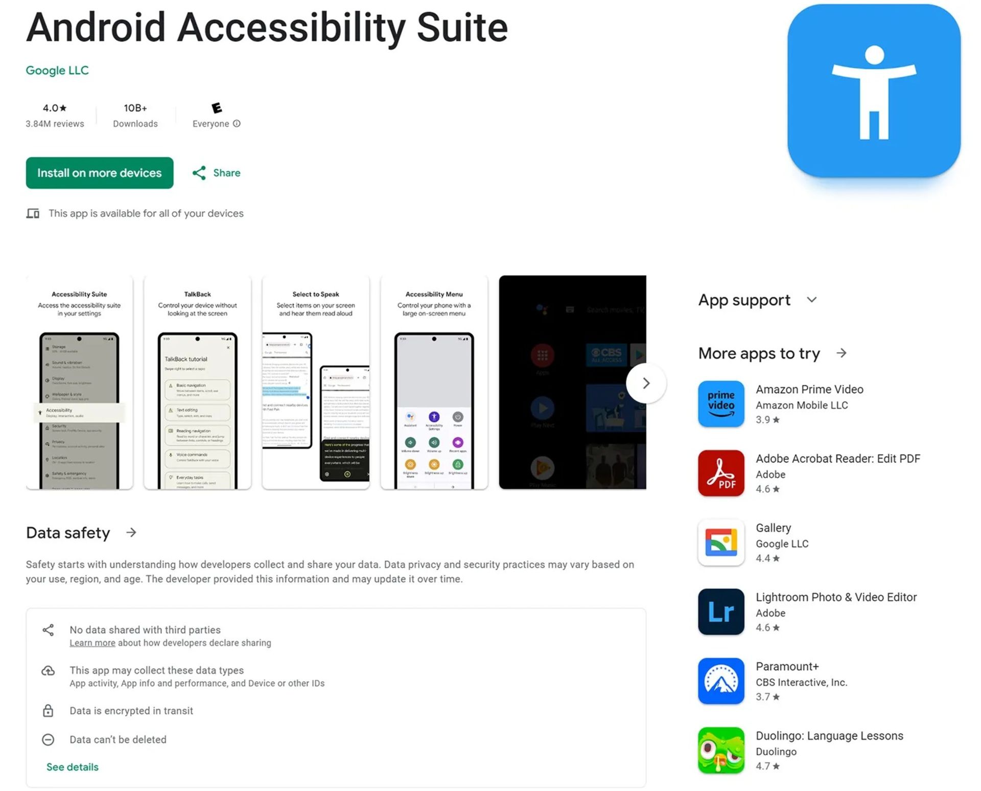 اپلیکیشن Android Accesbility در پلی استور