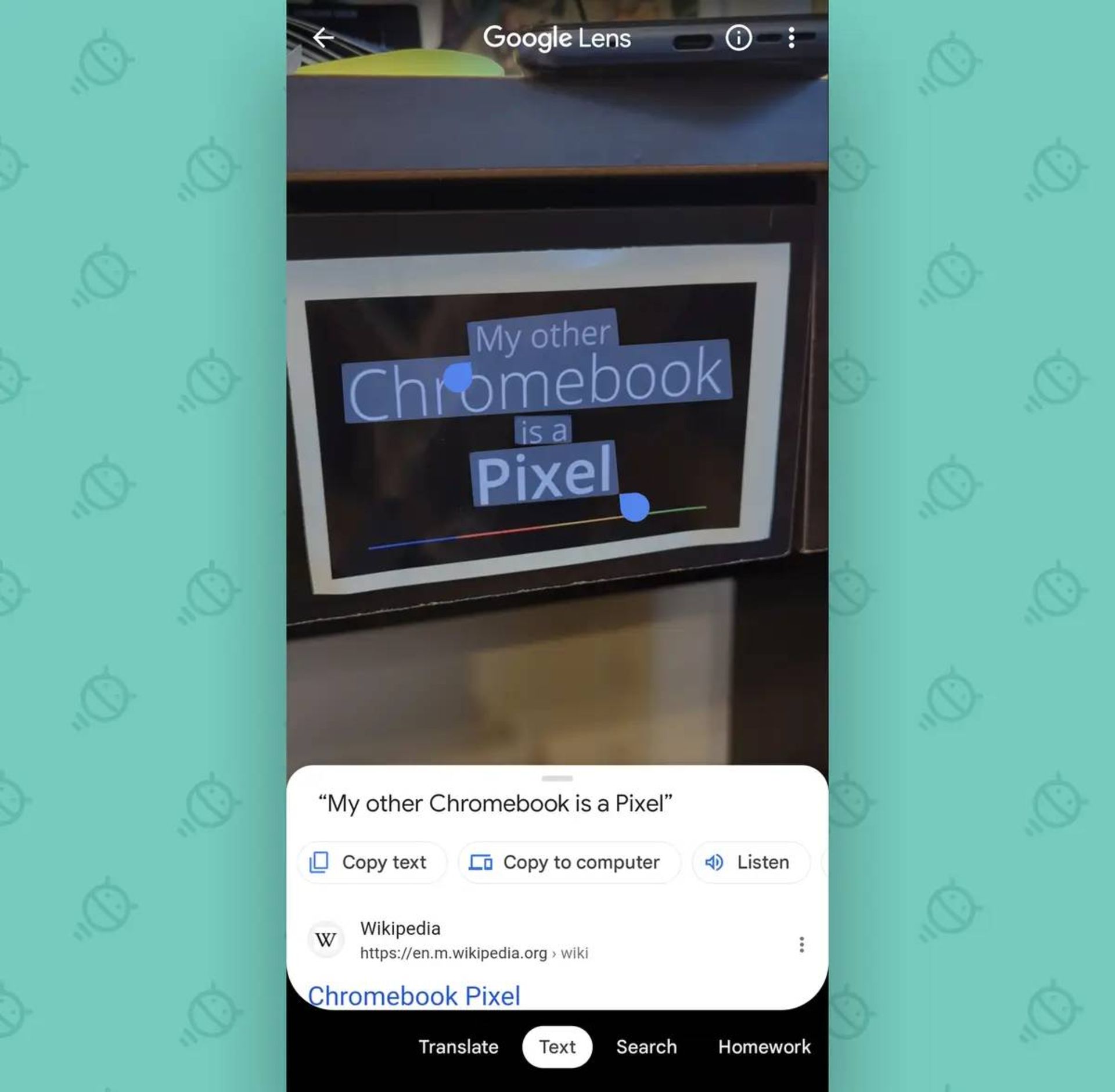 کپی متن از المان‌های دنیای واقعی در اندروید