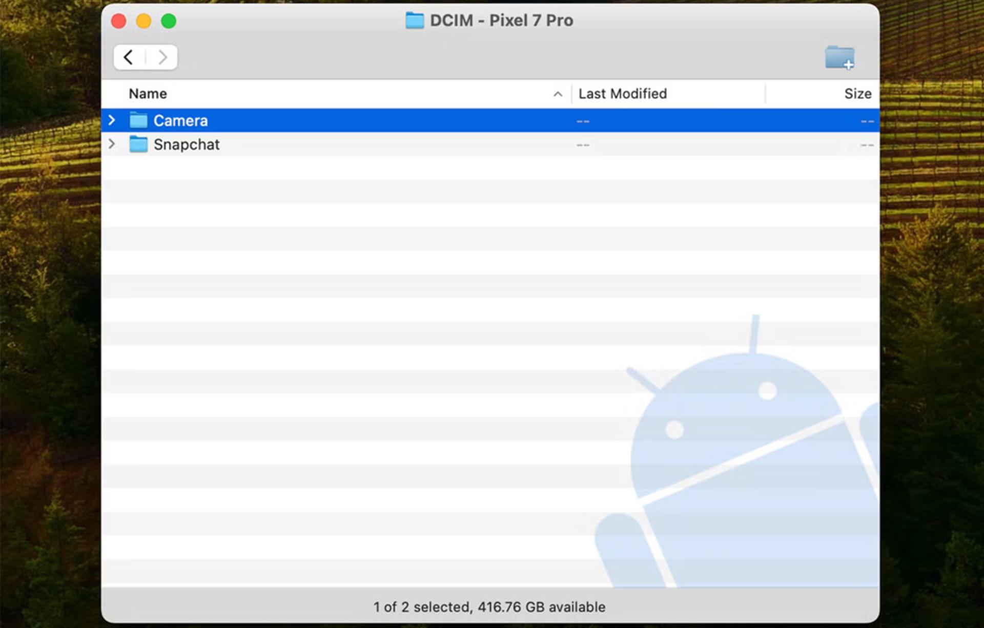 نرم‌افزار Android File Transfer روی مک