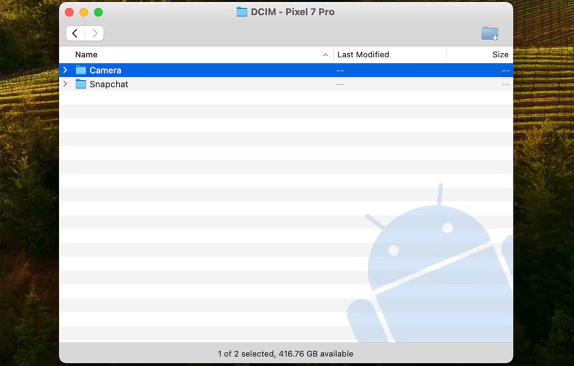 نرم‌افزار Android File Transfer روی مک