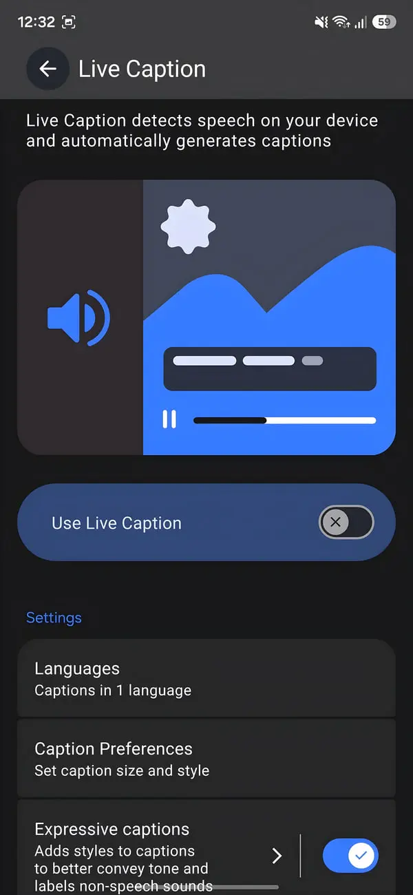 تنظیمات قابلیت Live Caption (زنده نوشتن) در گوشی هوشمند اندروید