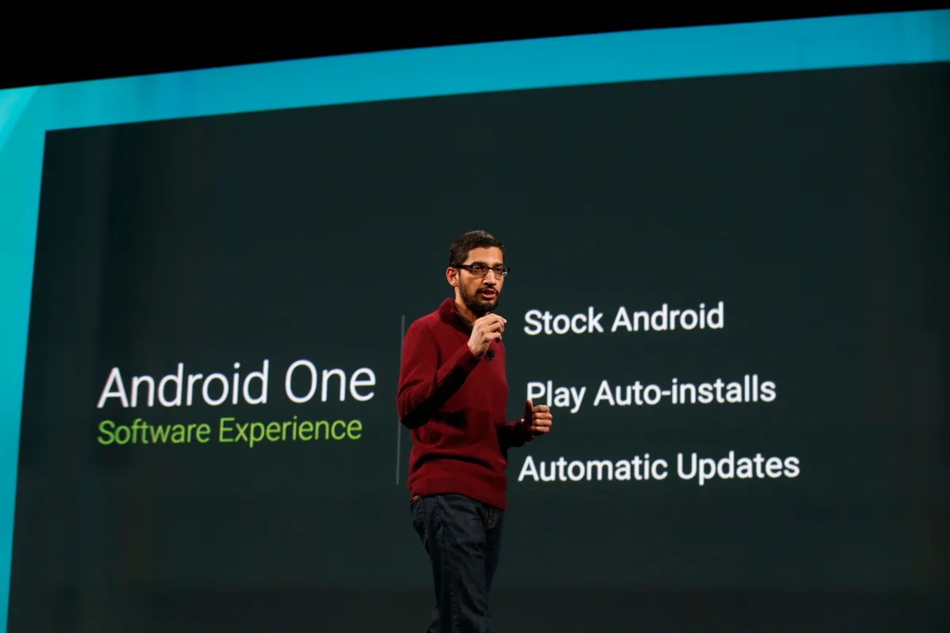 Sundar Pichai at the launch of Android One