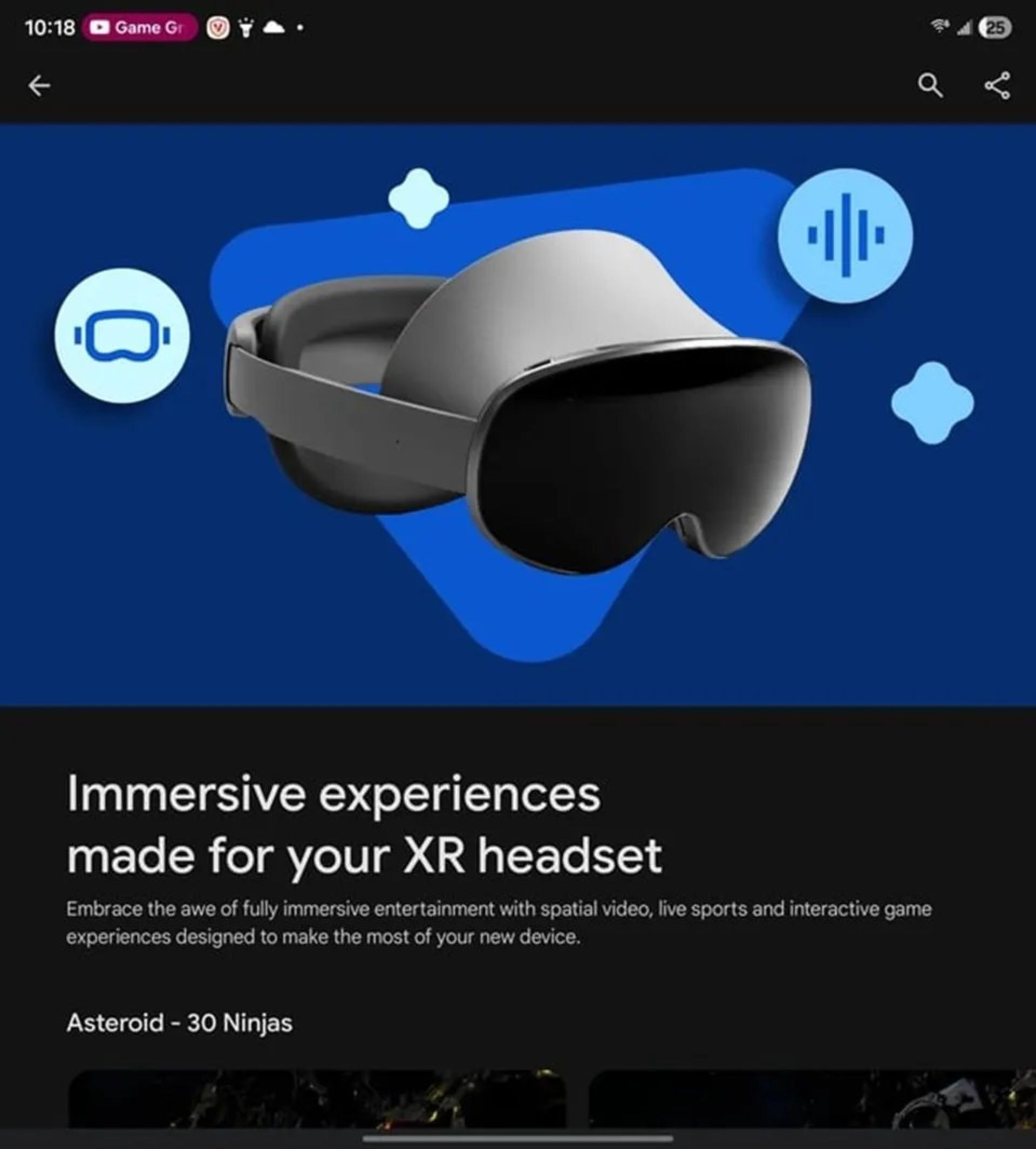 صفحه اپلیکیشن های اندروید XR در گوگل پلی
