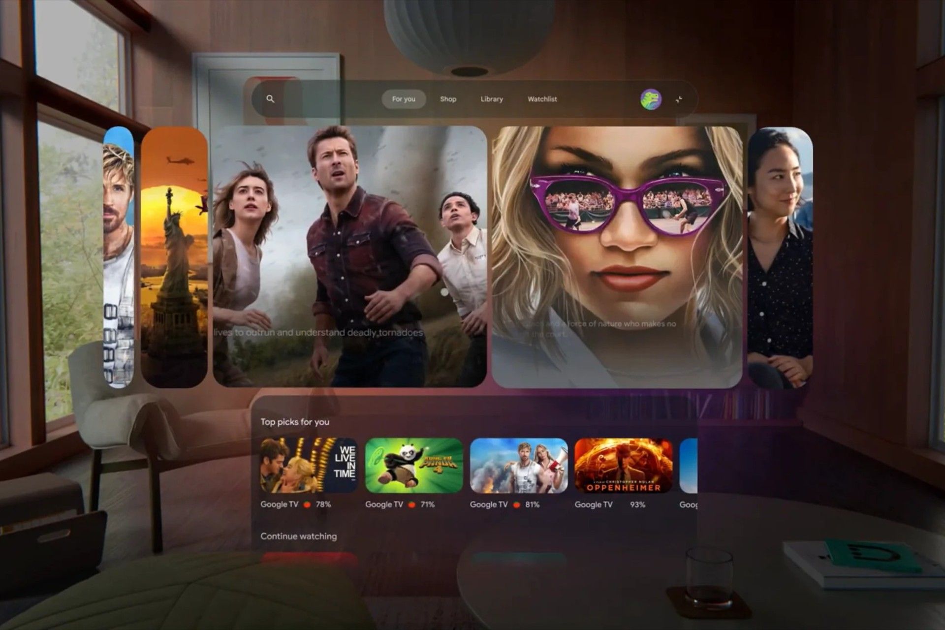 محیط اپلیکیشن یوتیوب در اندروید XR 