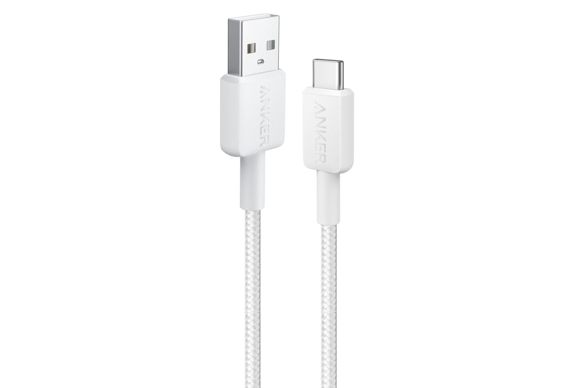 کابل شارژ USB انکر Type-A به Type-C مدل A81H6 322 با طول 1.8 متر سفید