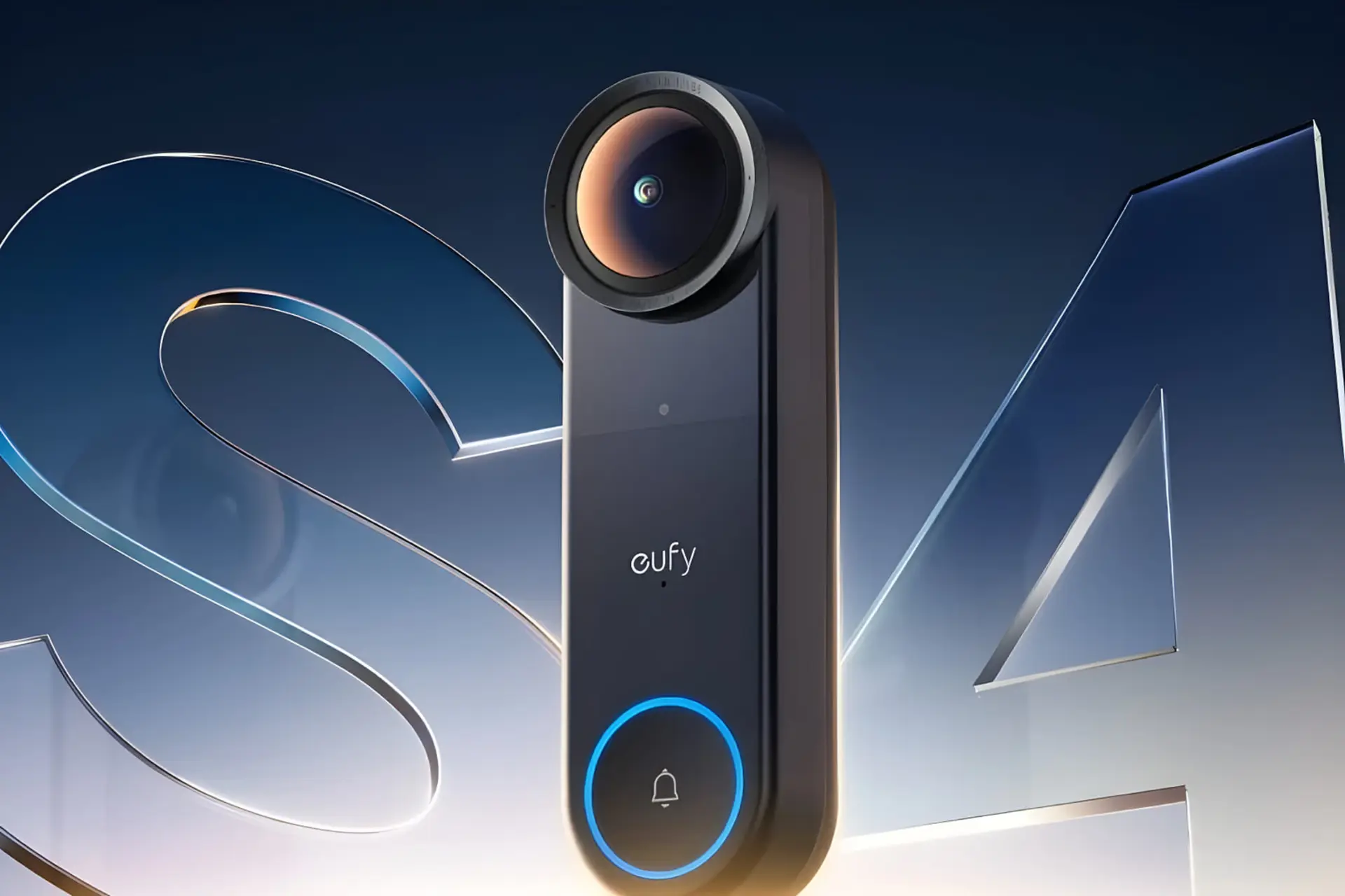 آیفون تصویری انکر (Anker Eufy S4 VR) با لنز دوربین بزرگ و دکمه زنگ آبی‌رنگ
