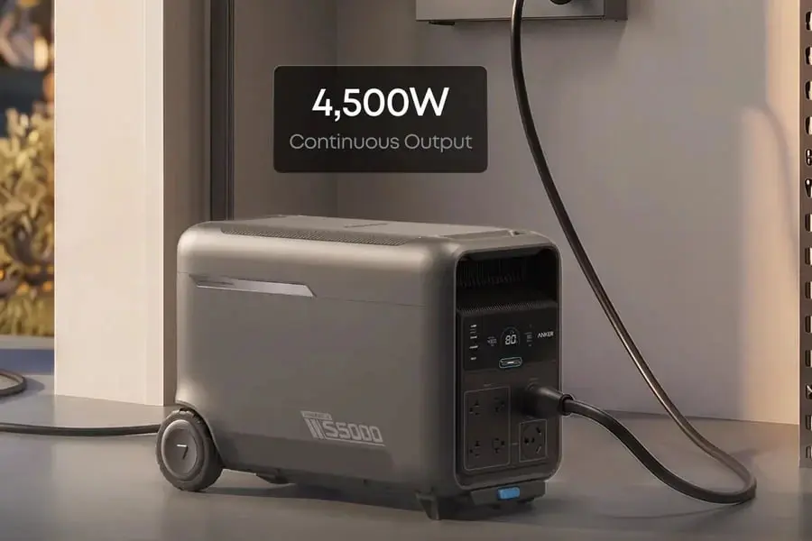 پاور استیشن انکر سولیکس (Anker Solix S5000) با خروجی ۴۵۰۰ وات در محیط خانه