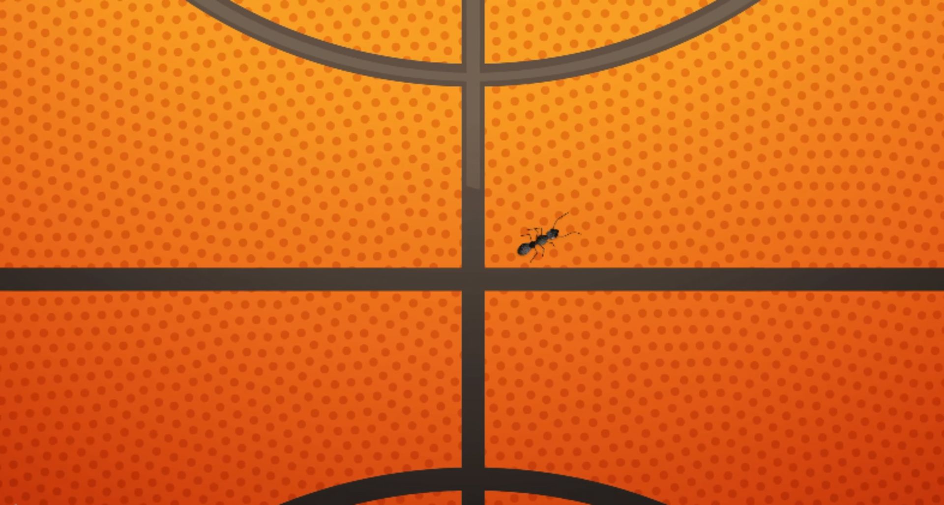 مورچه‌ای روی سطح توپ بسکتبال از نمایی نزدیک