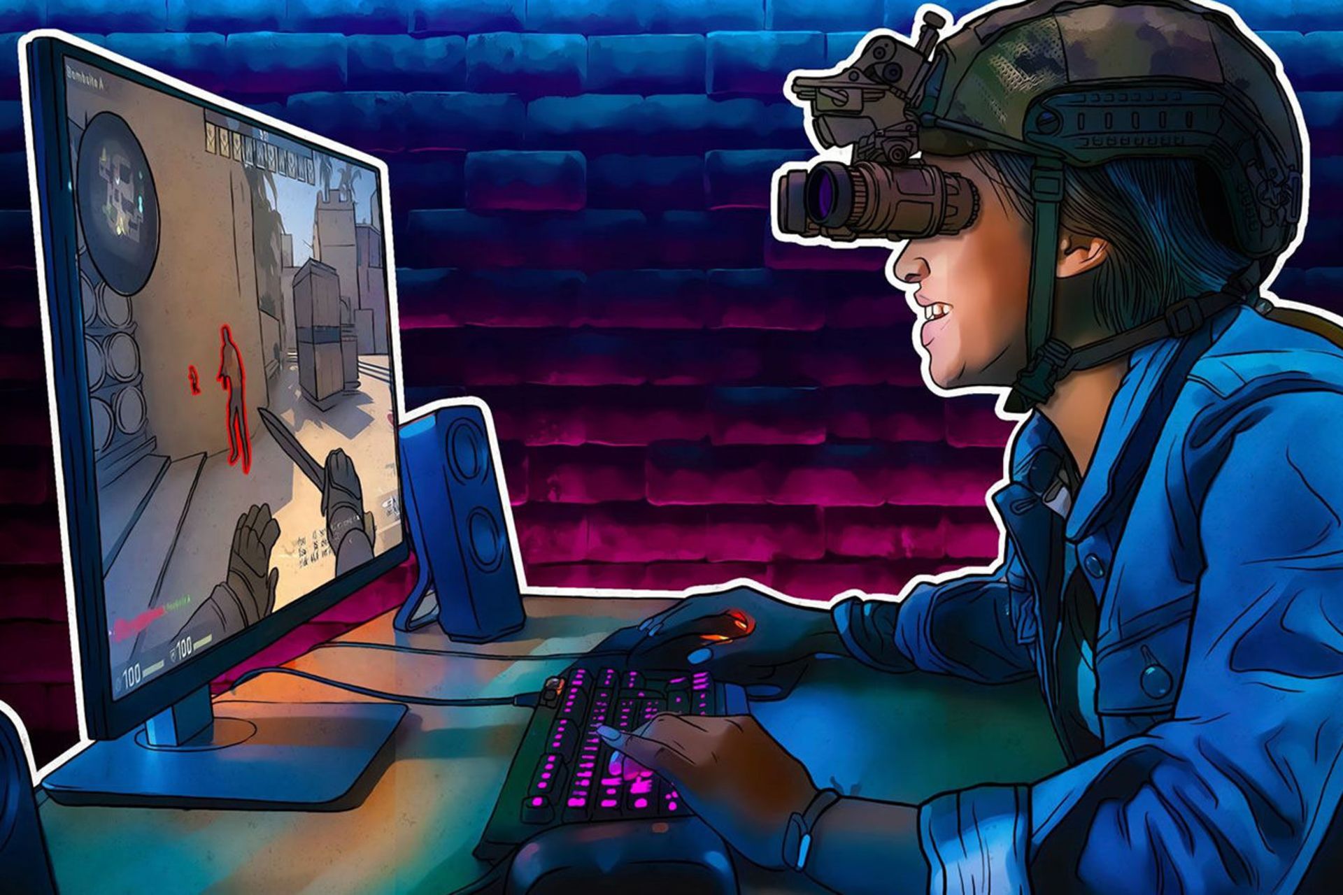 پسری در حال انجام بازی اول شخص آنلاین