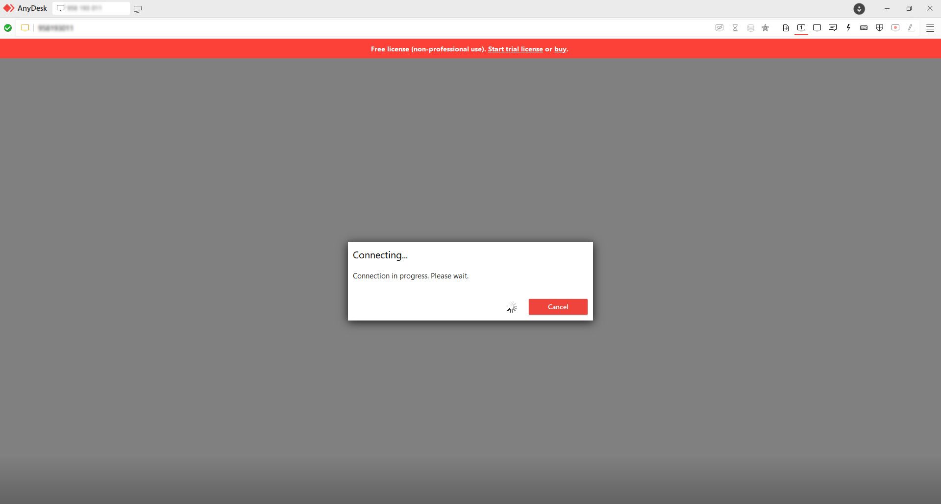 پنجره در حال اتصال در Anydesk