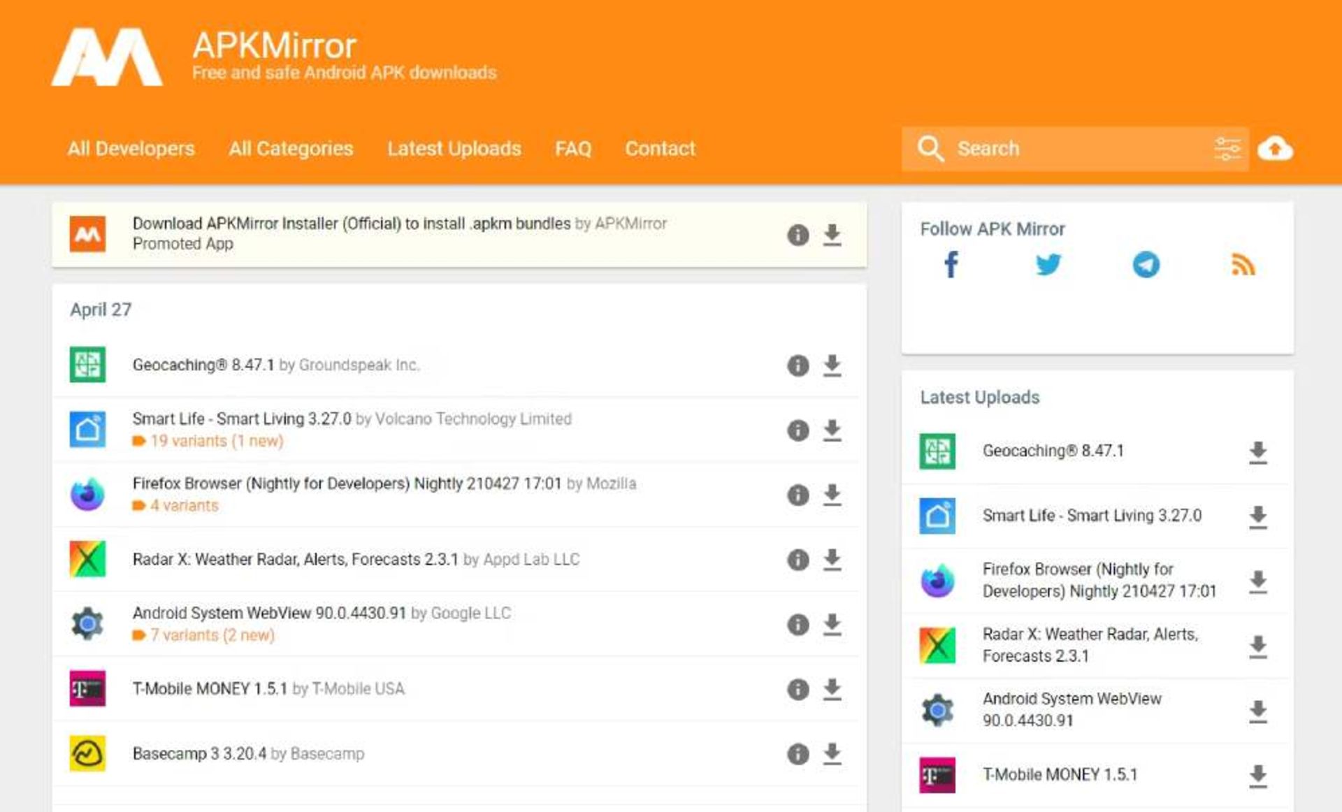 وب‌سایت APK Mirror
