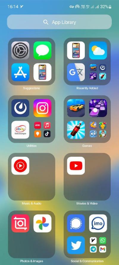 منوی برنامه‌ها لانچر iOS