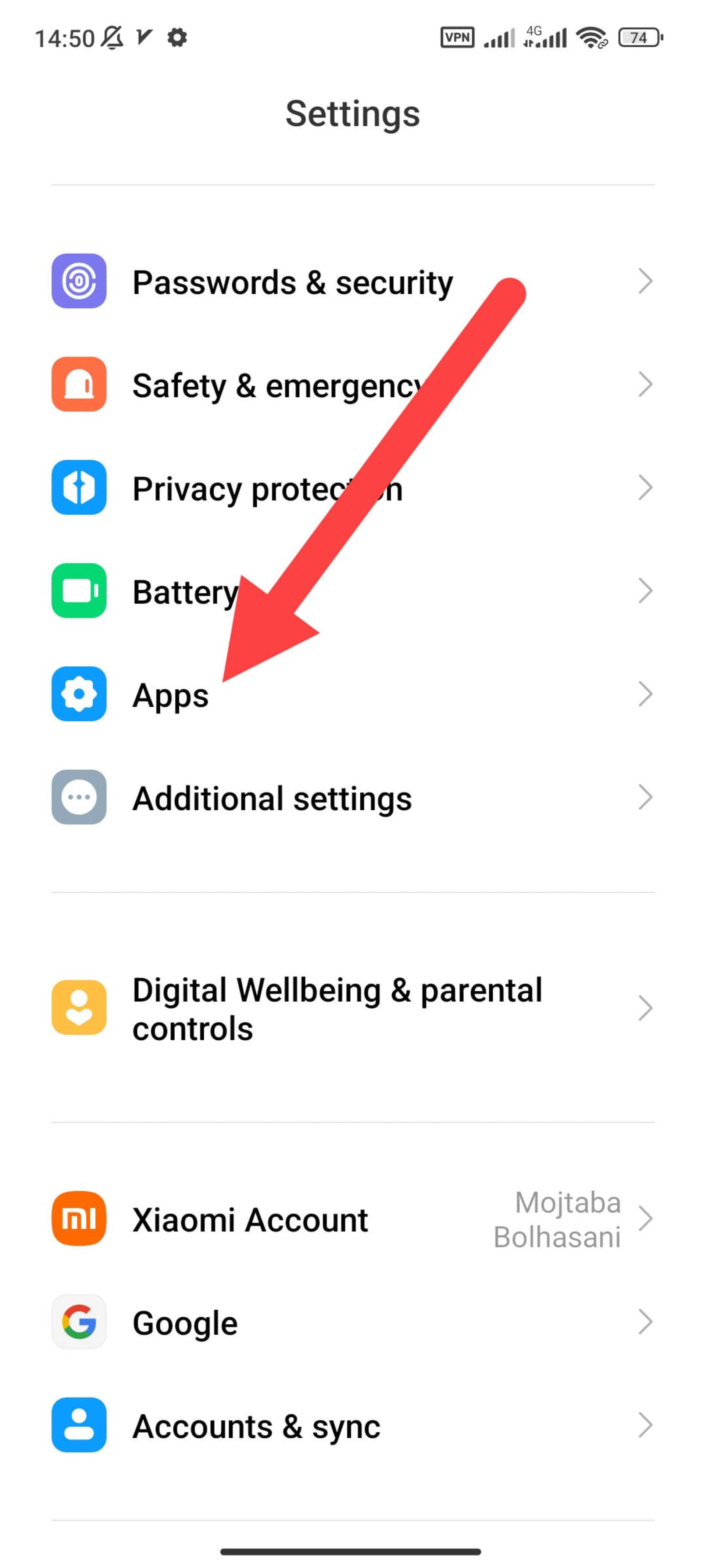 تنظیمات Apps در گوشی شیائومی