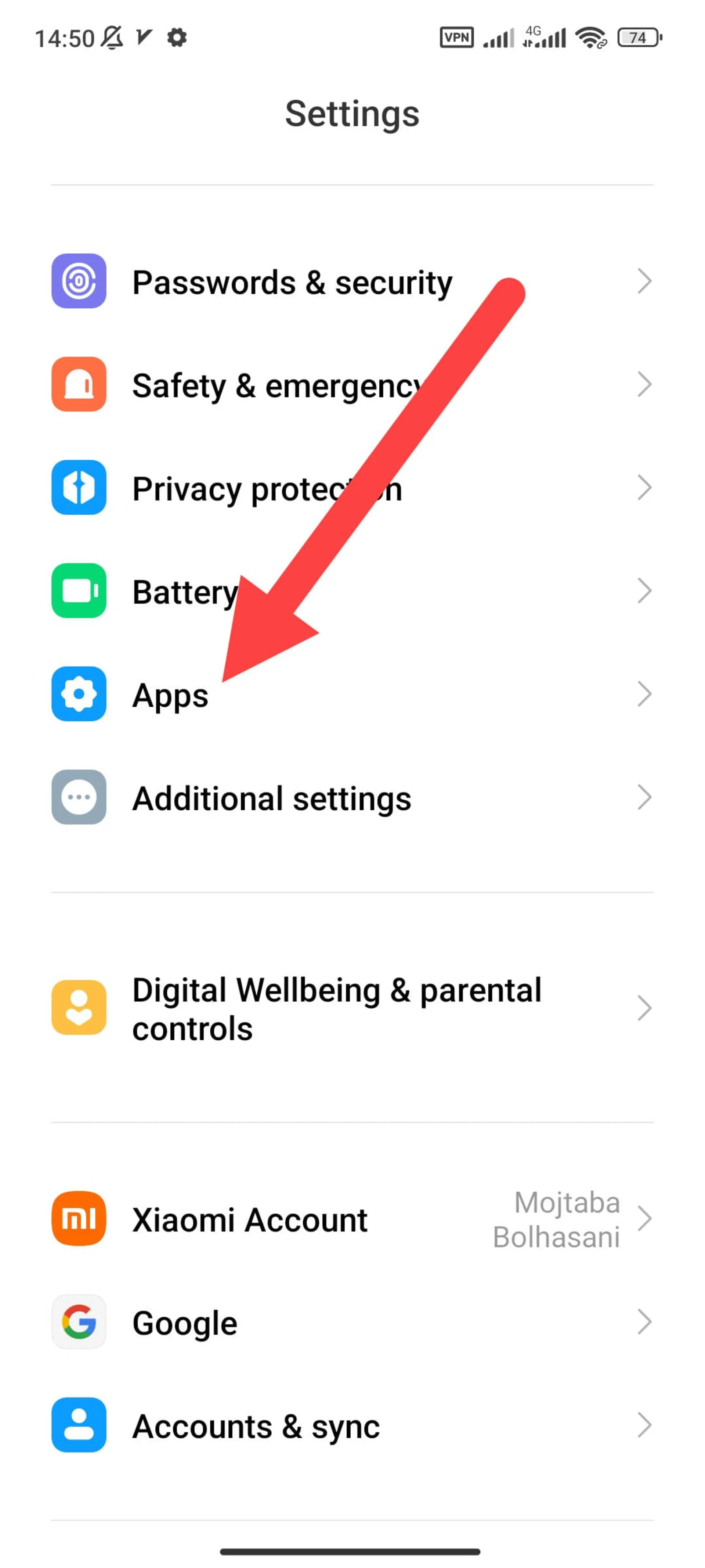 Apps settings on Xiaomi phones