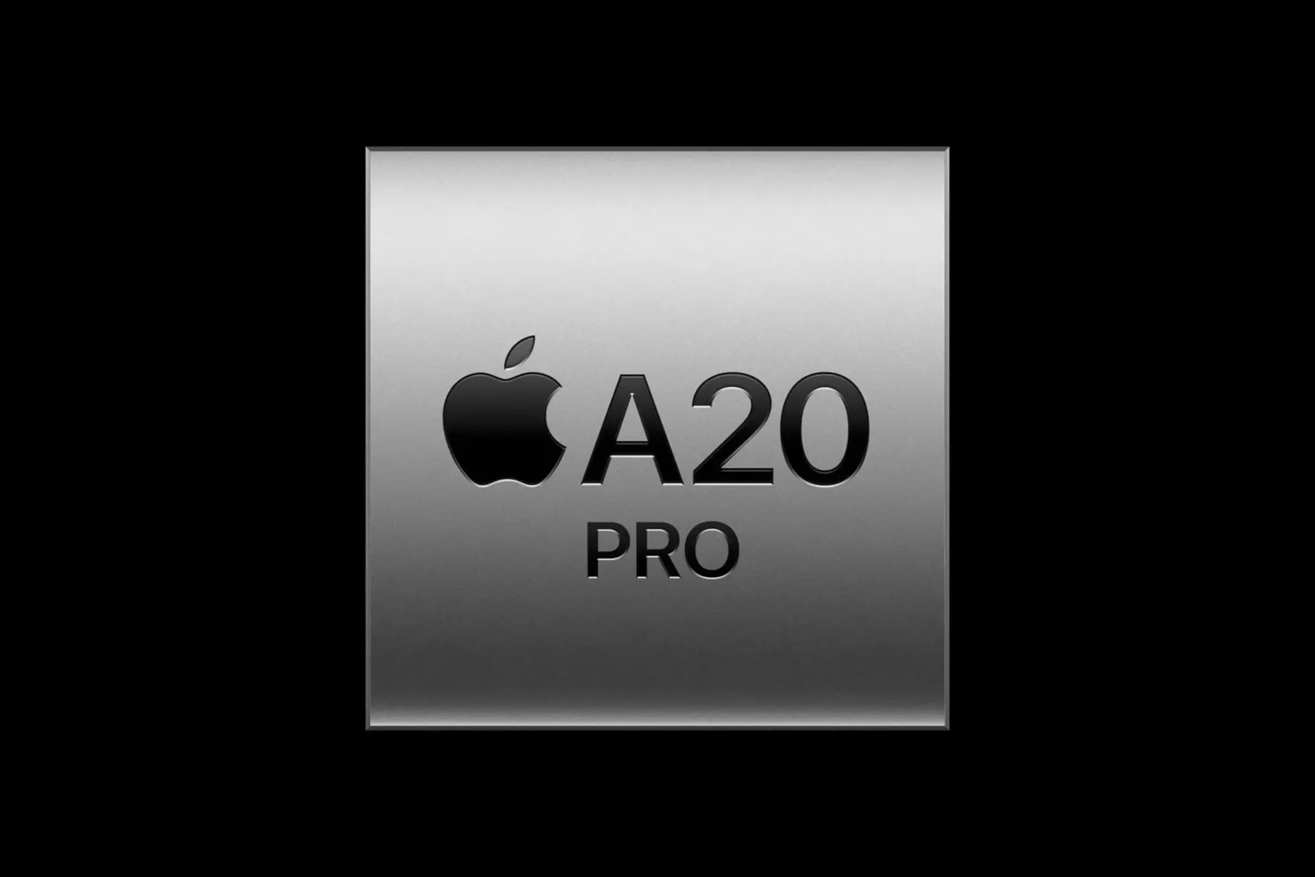تراشه A20 Pro  اپل روی یک صفحه نقره‌ای