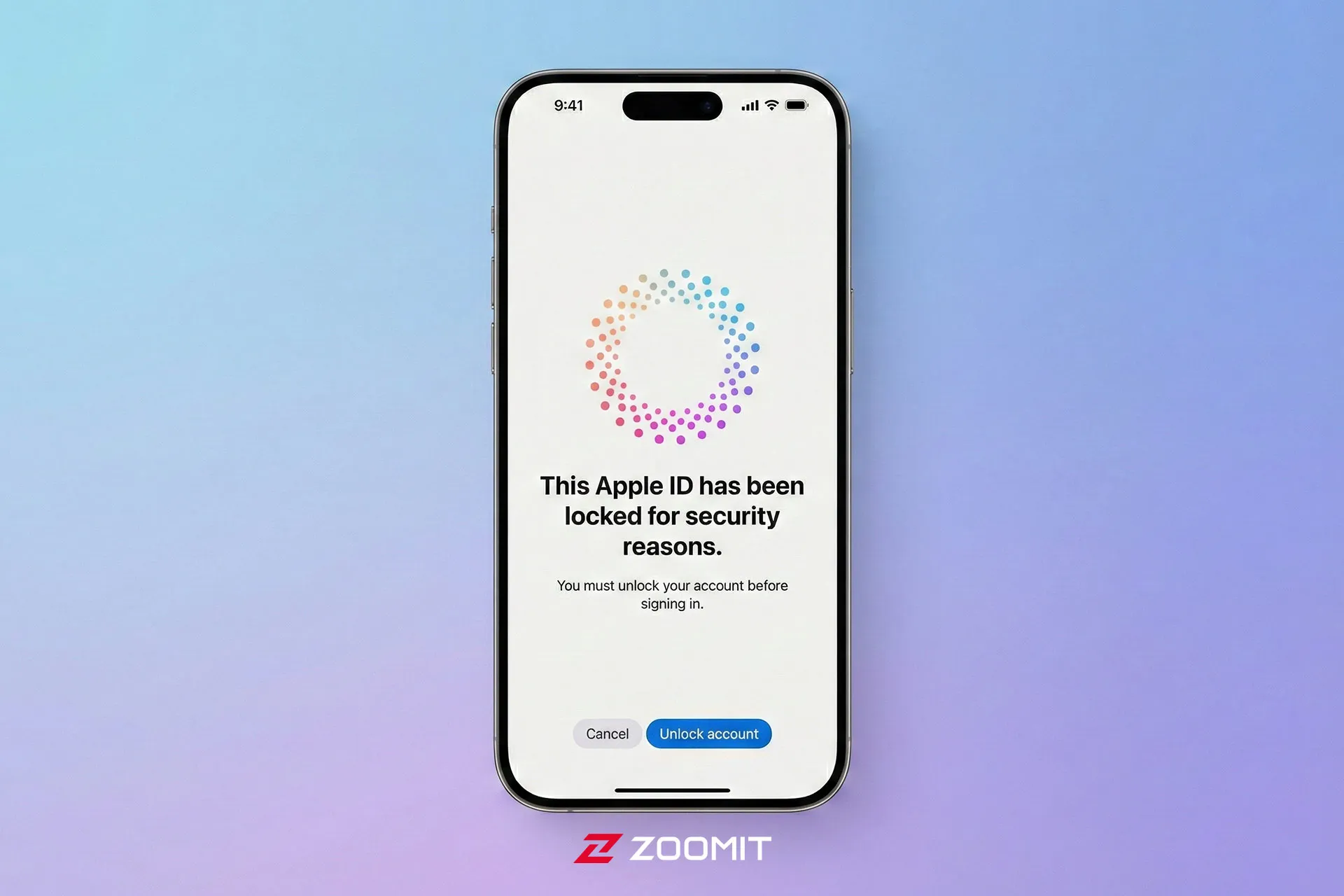 گوشی آیفون با پیغام قفل شدن اپل آیدی روی صفحه