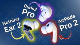 کاور ویدئو مقایسه ایرپاد پرو 2، گلکسی بادز 2 پرو و ناتینگ ایر 2 / Apple AirPods Pro (2nd Generation) vs Samsung Galaxy Buds2 Pro vs Nothing Ear 2