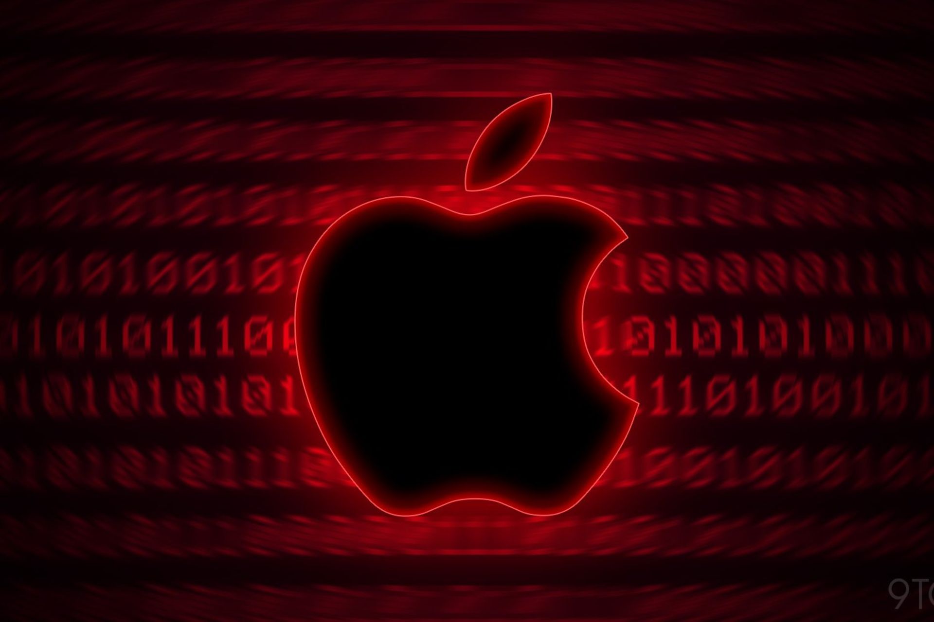 نماد اپل سیاه با نور قرمز