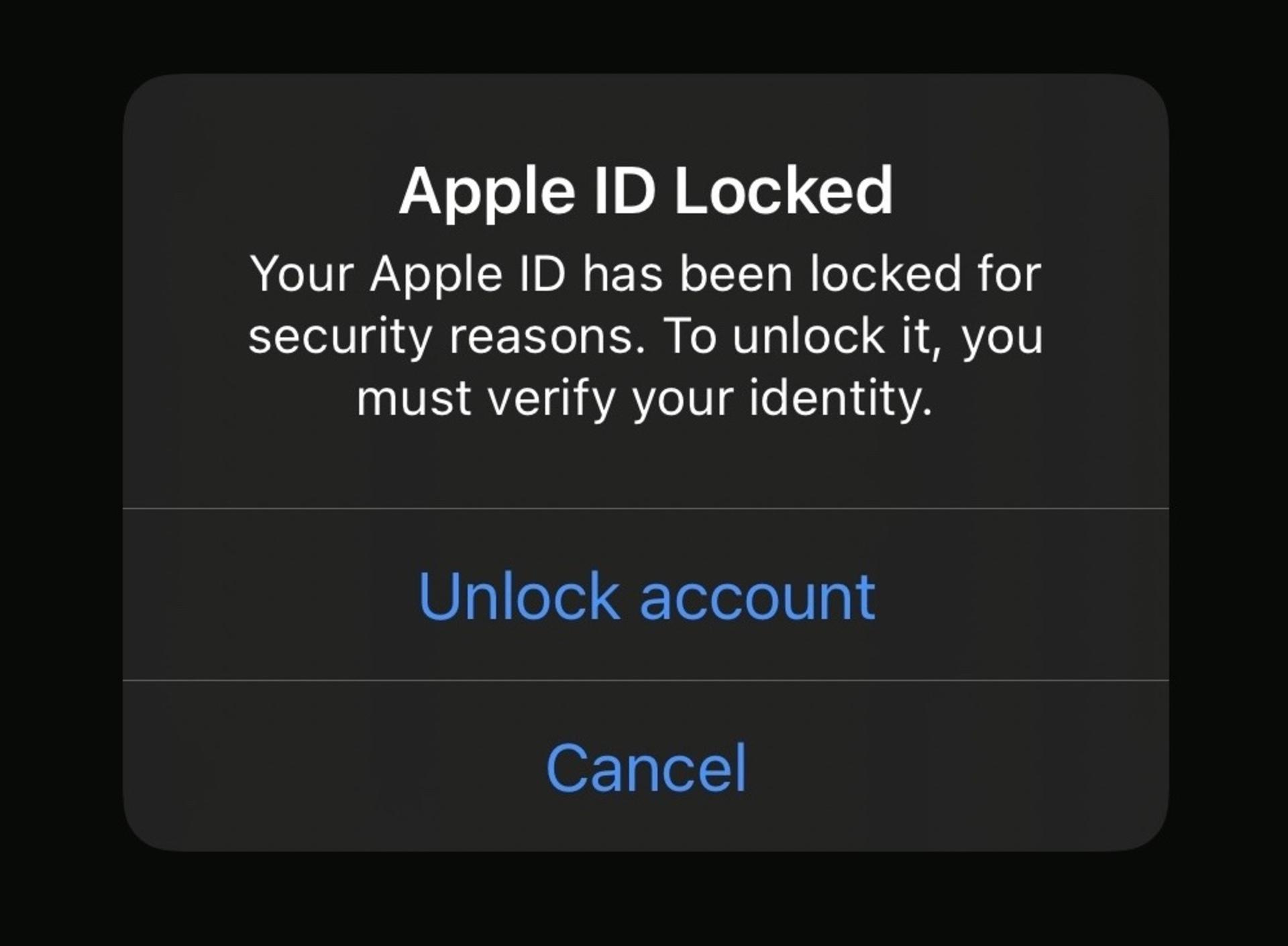 ارور apple id locked
