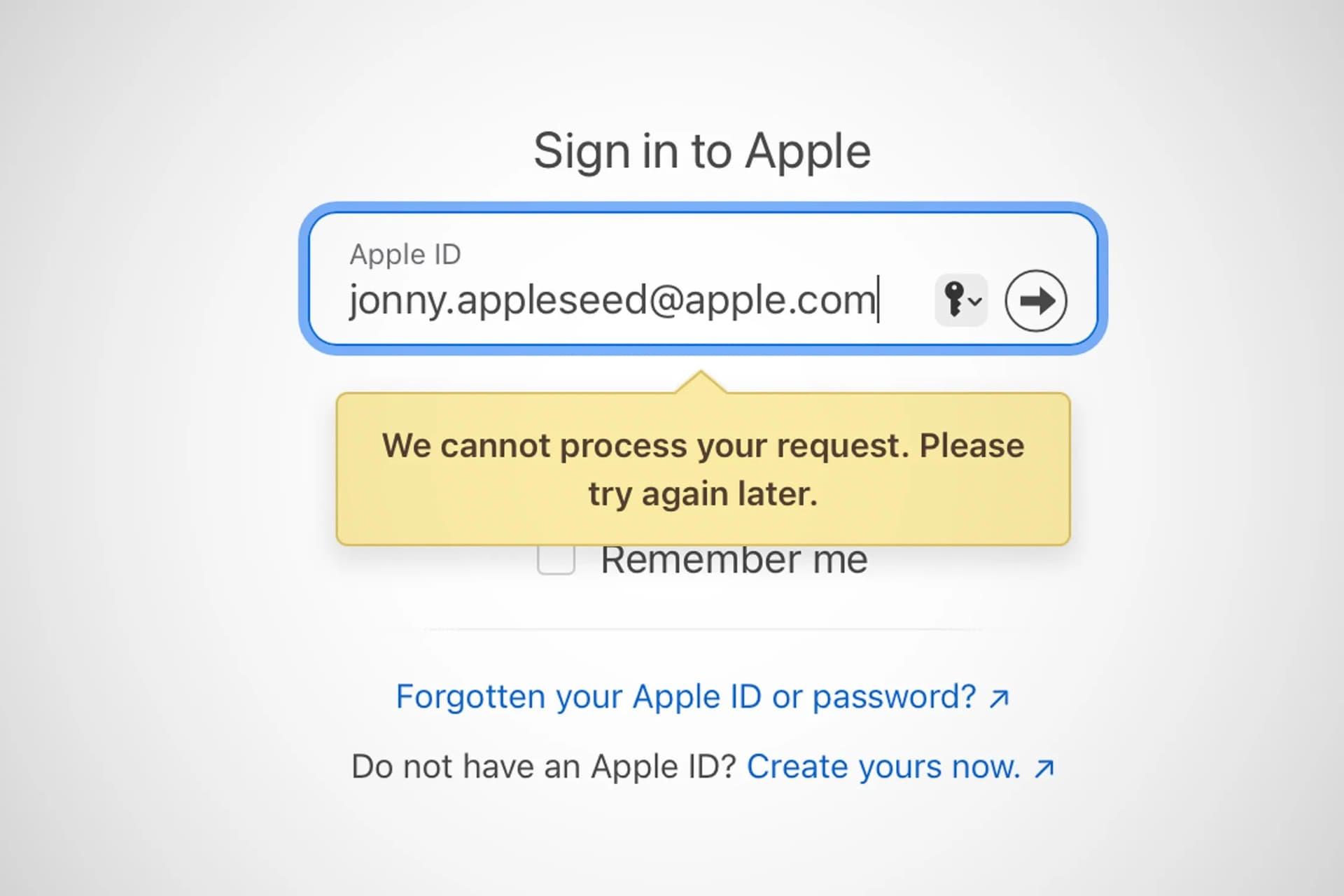 ارور در صفحه ورود به اپل آیدی / Apple ID