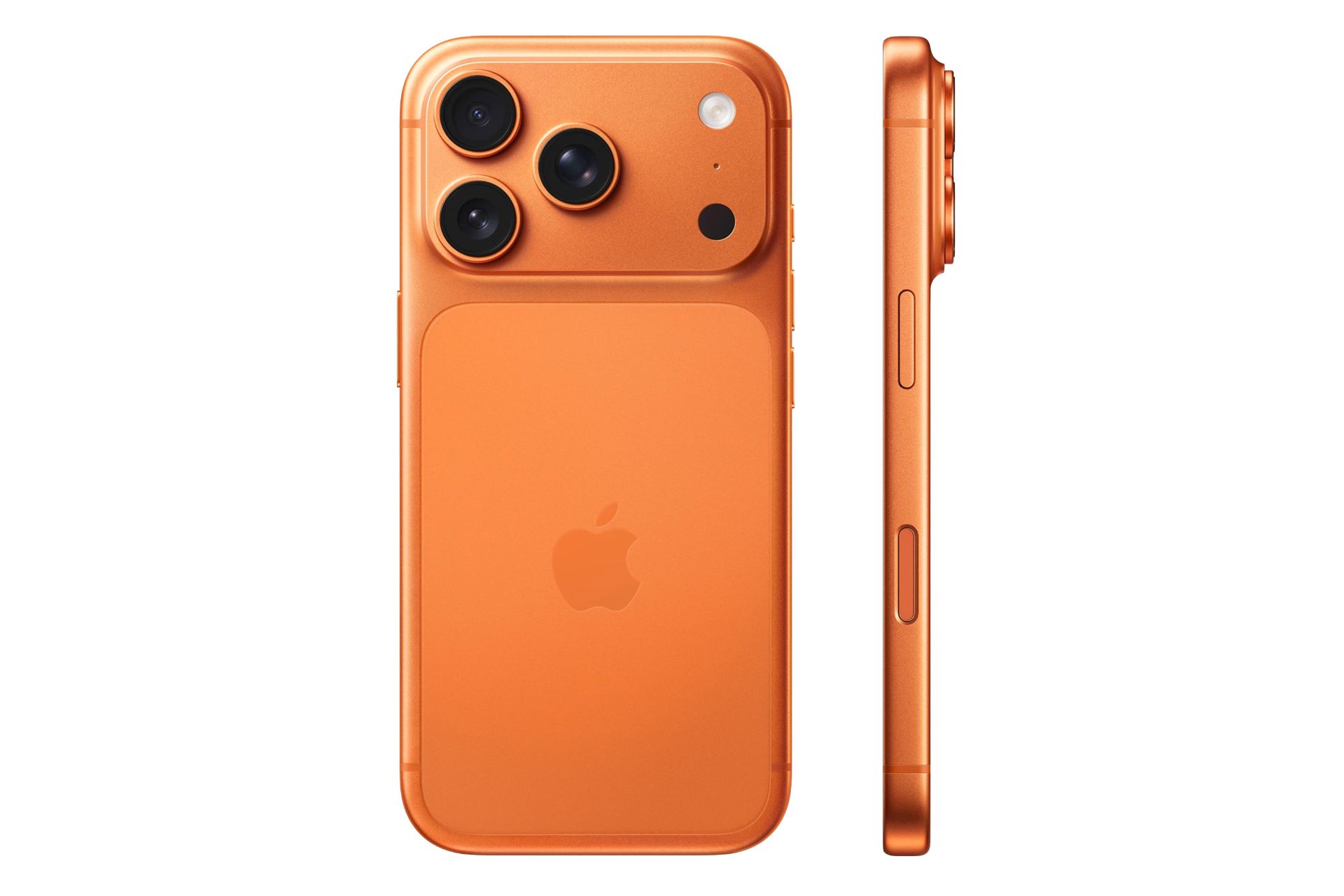 گوشی موبایل اپل آیفون 17 پرو رنگ نارنجی نمای جانبی و پشت Apple iPhone 17 Pro