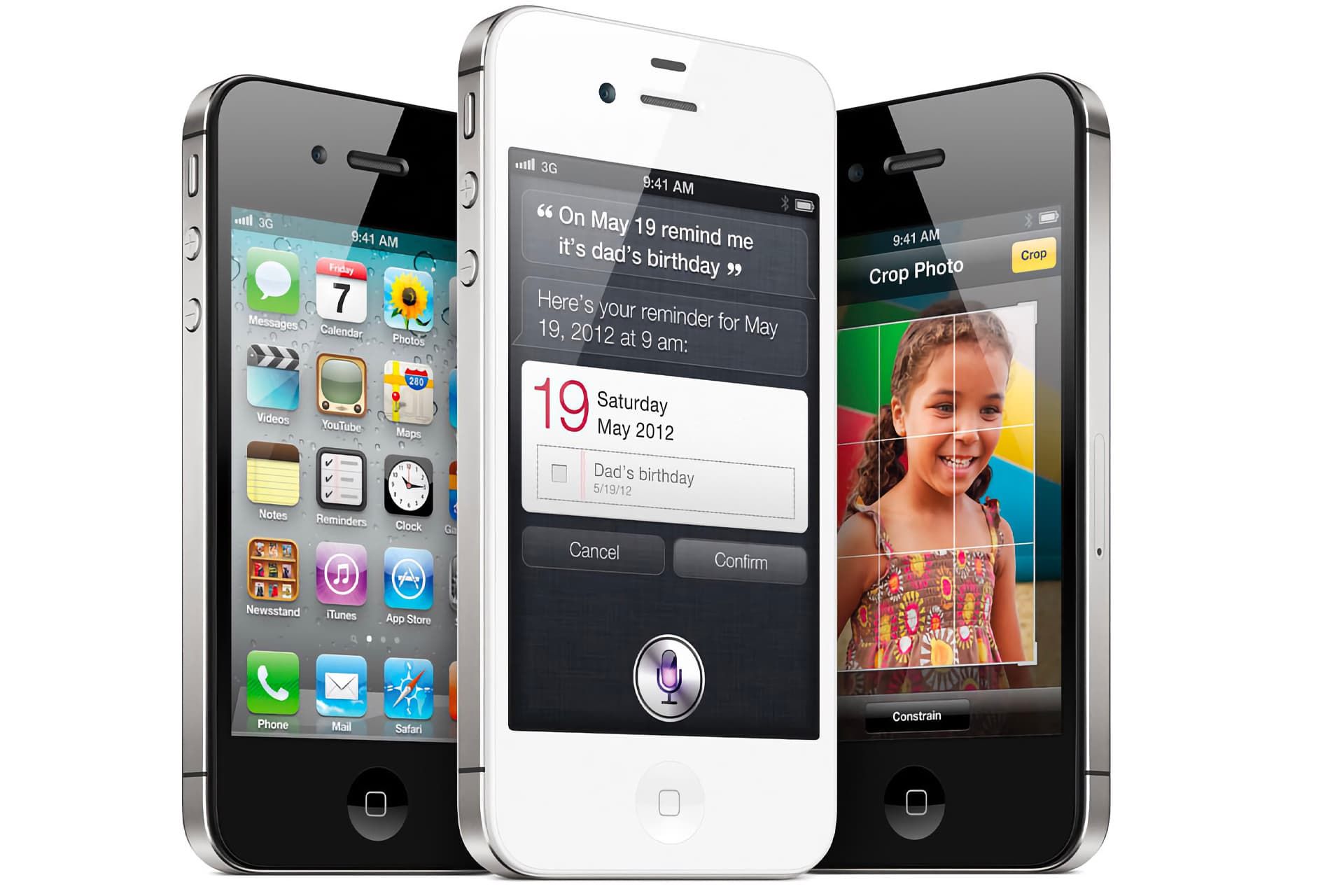 گوشی آیفون 4s اپل در دو رنگ از نمای جلو