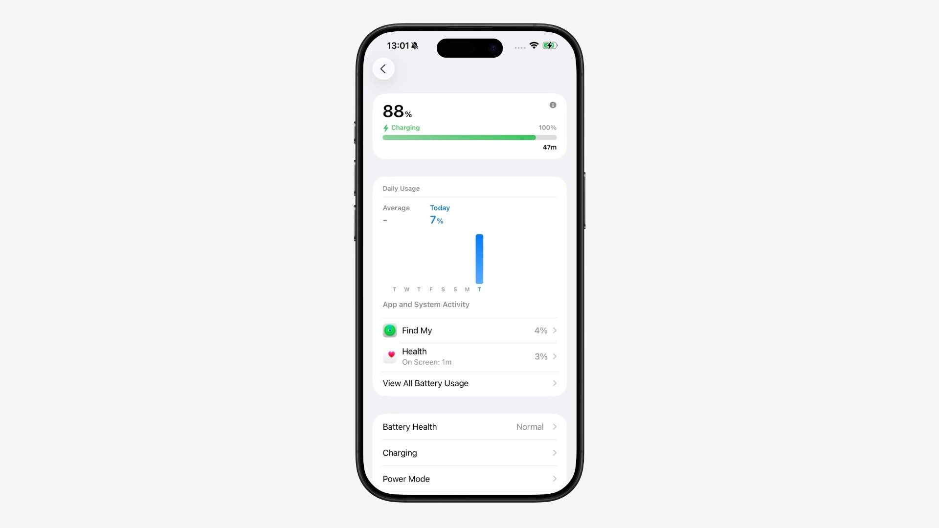 منوی باتری در iOS 26