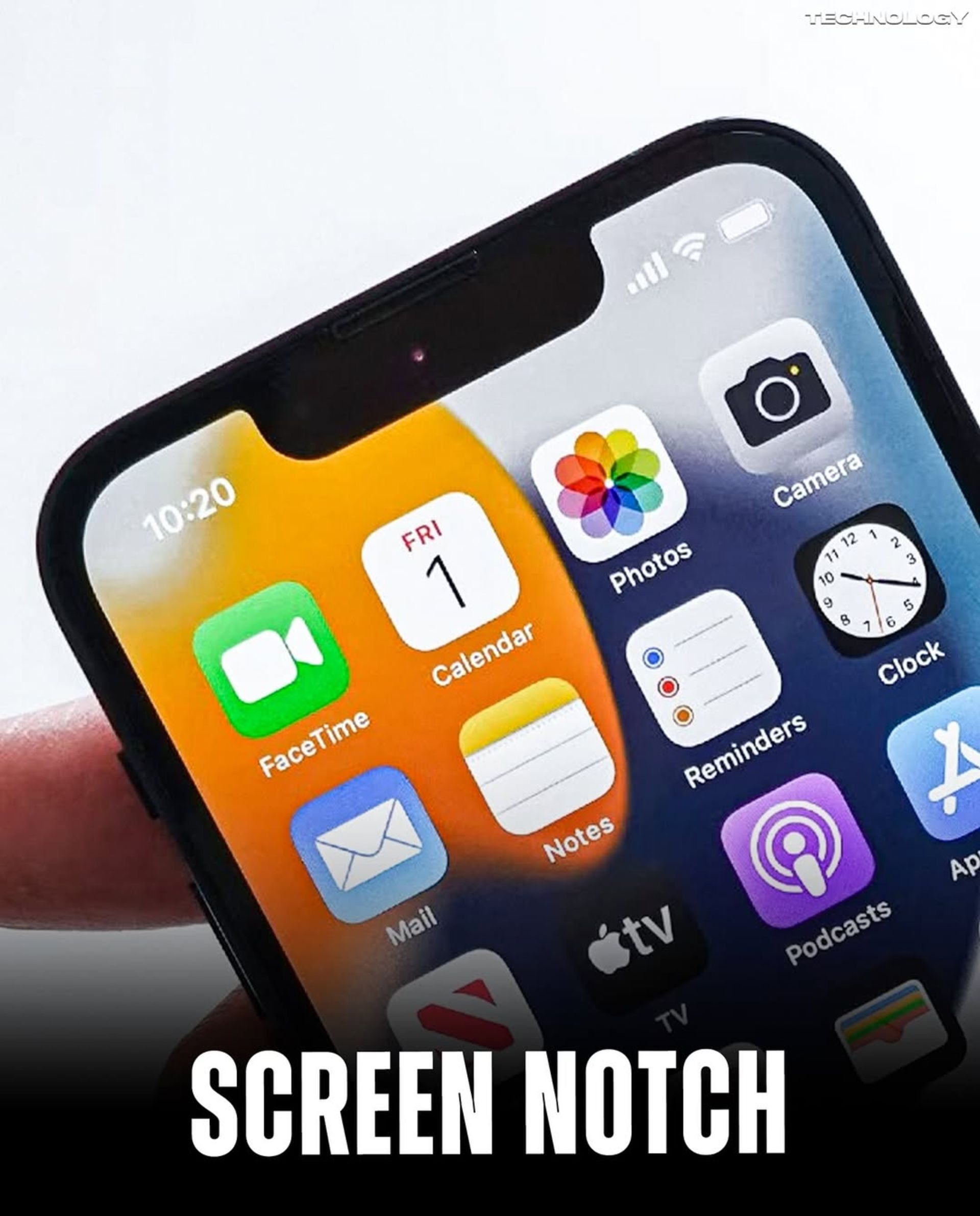 نمایشگر آیفون اپل از زاویه‌ی بالا