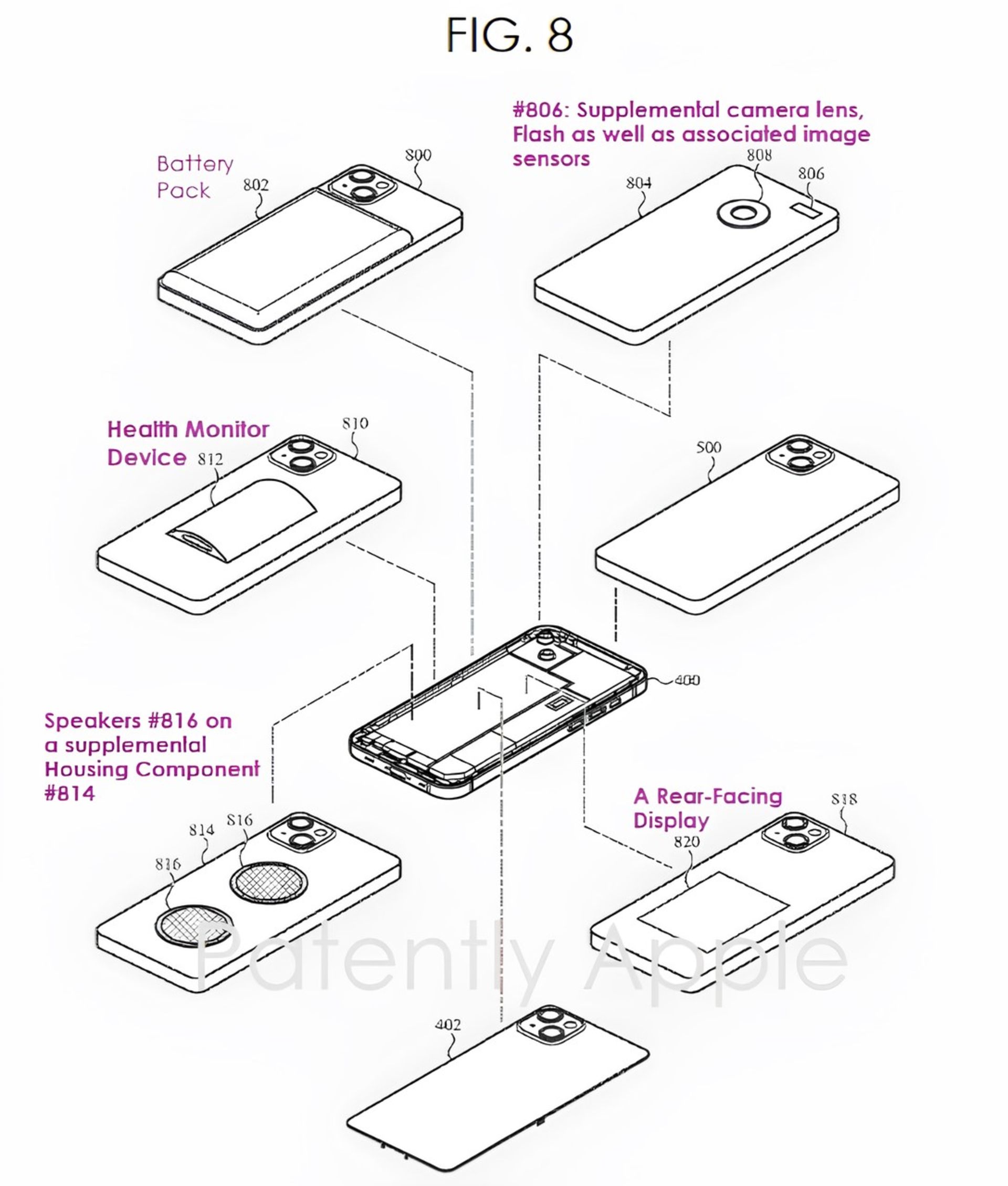 چند طراحی قاب پشتی آیفون در پتنت اپل 