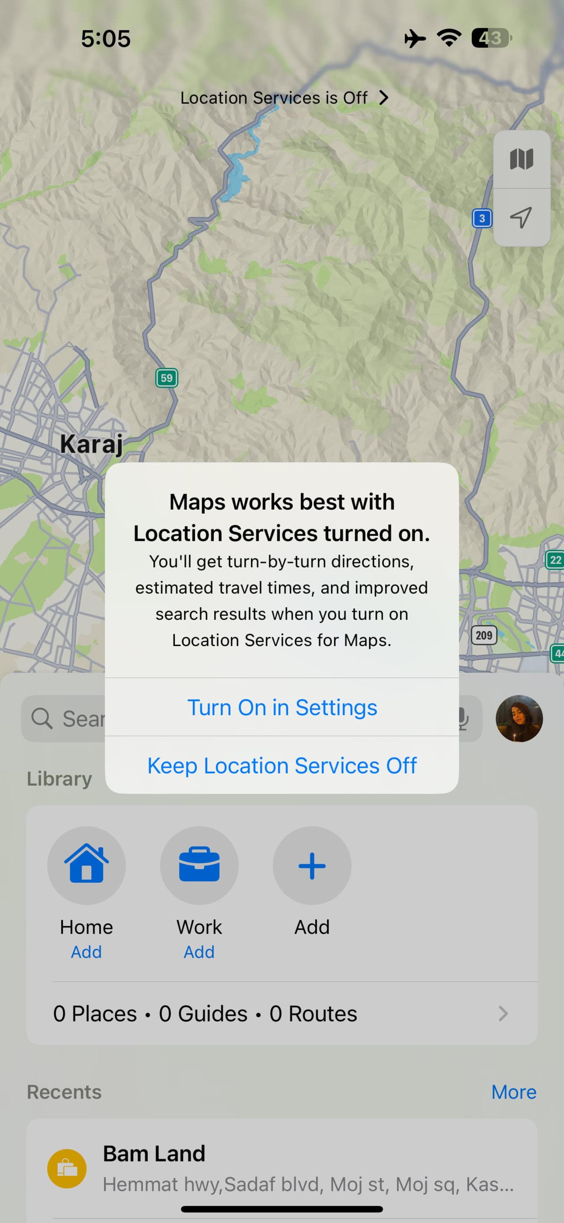 محیط اپلیکیشن Apple Maps
