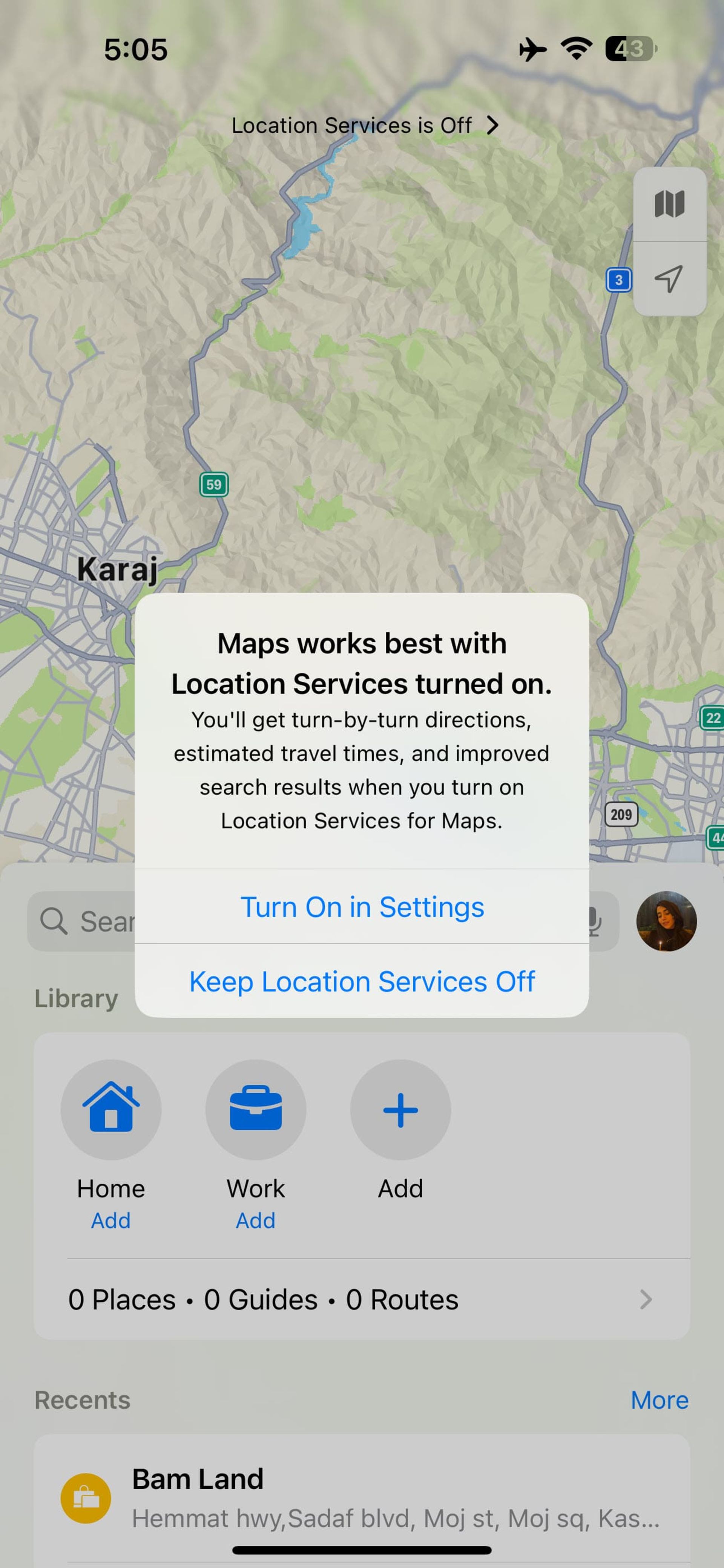 محیط اپلیکیشن Apple Maps