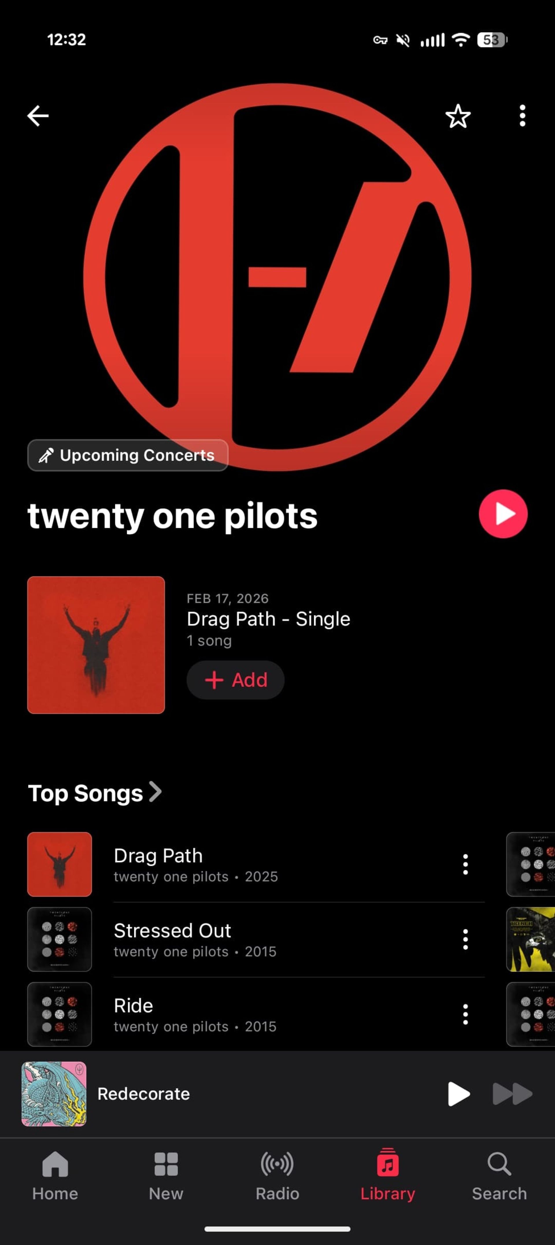 هدر بخش کنسرت‌ها در اپلیکیشن اپل موزیک