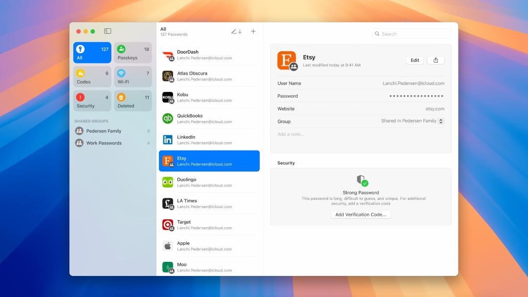 اپلیکیشن مدیریت پسورد اپل Passwords