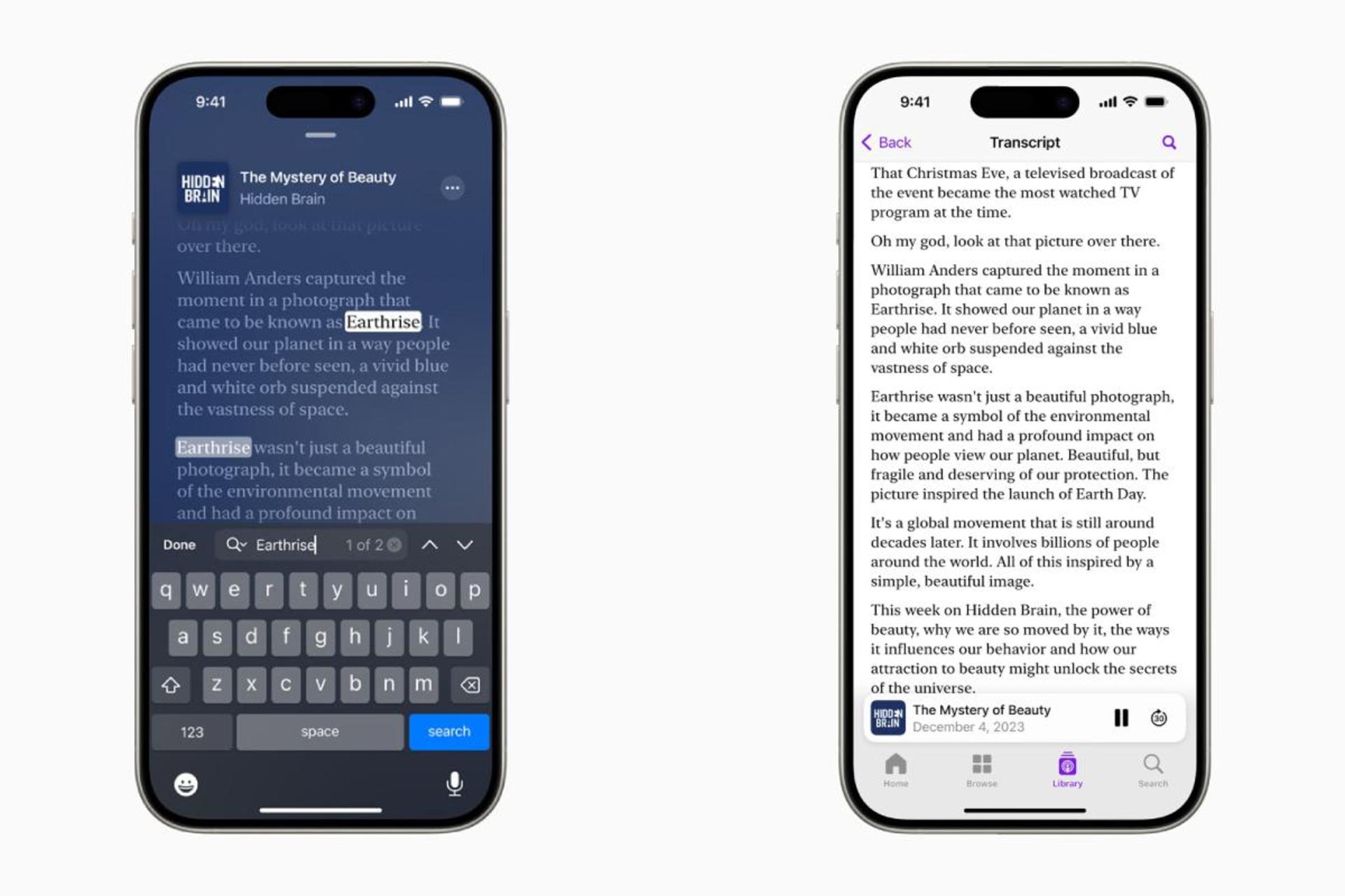 قابلیت رونویسی خودکار در برنامه Apple Podcasts
