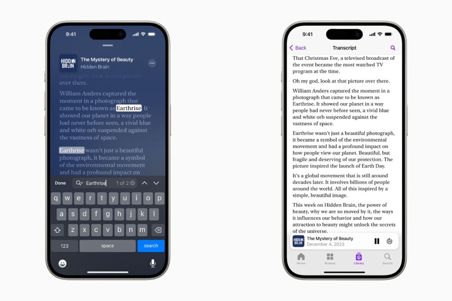 قابلیت رونویسی خودکار در برنامه Apple Podcasts