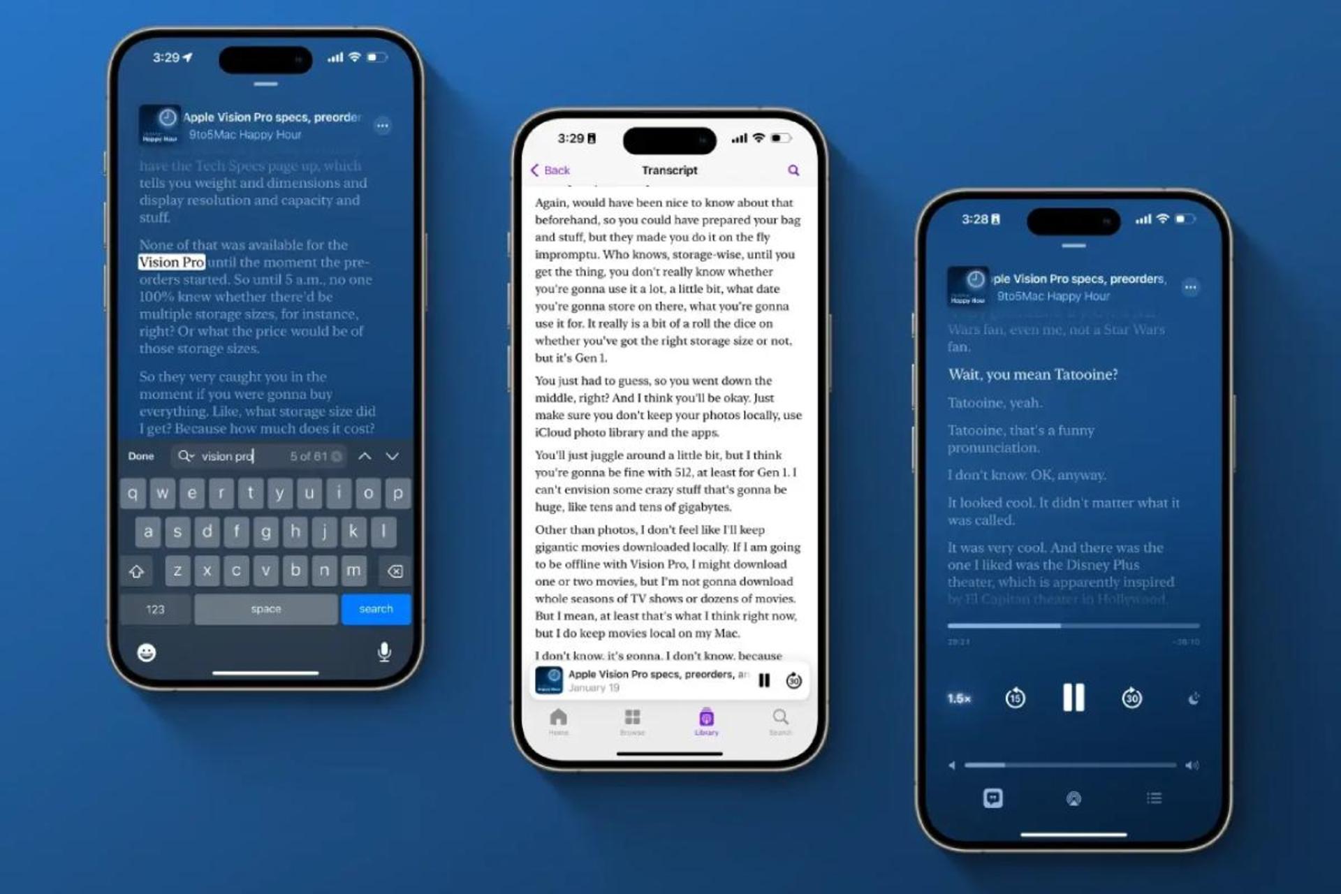 قابلیت رونویسی خودکار در برنامه Apple Podcasts