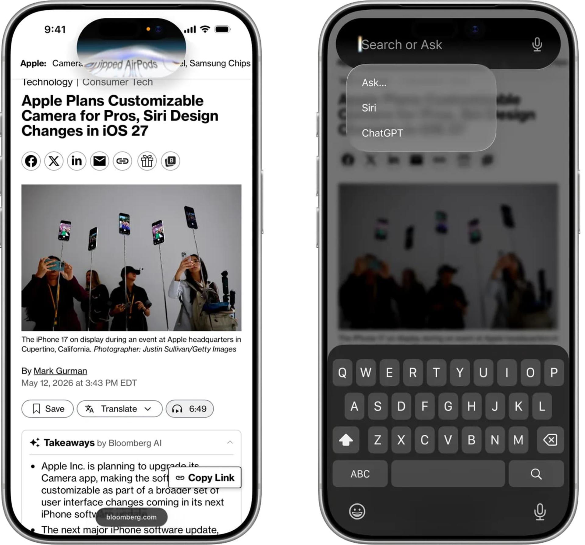 تصاویر لورفته از سیری iOS 27 اپل قسمت تصاویر