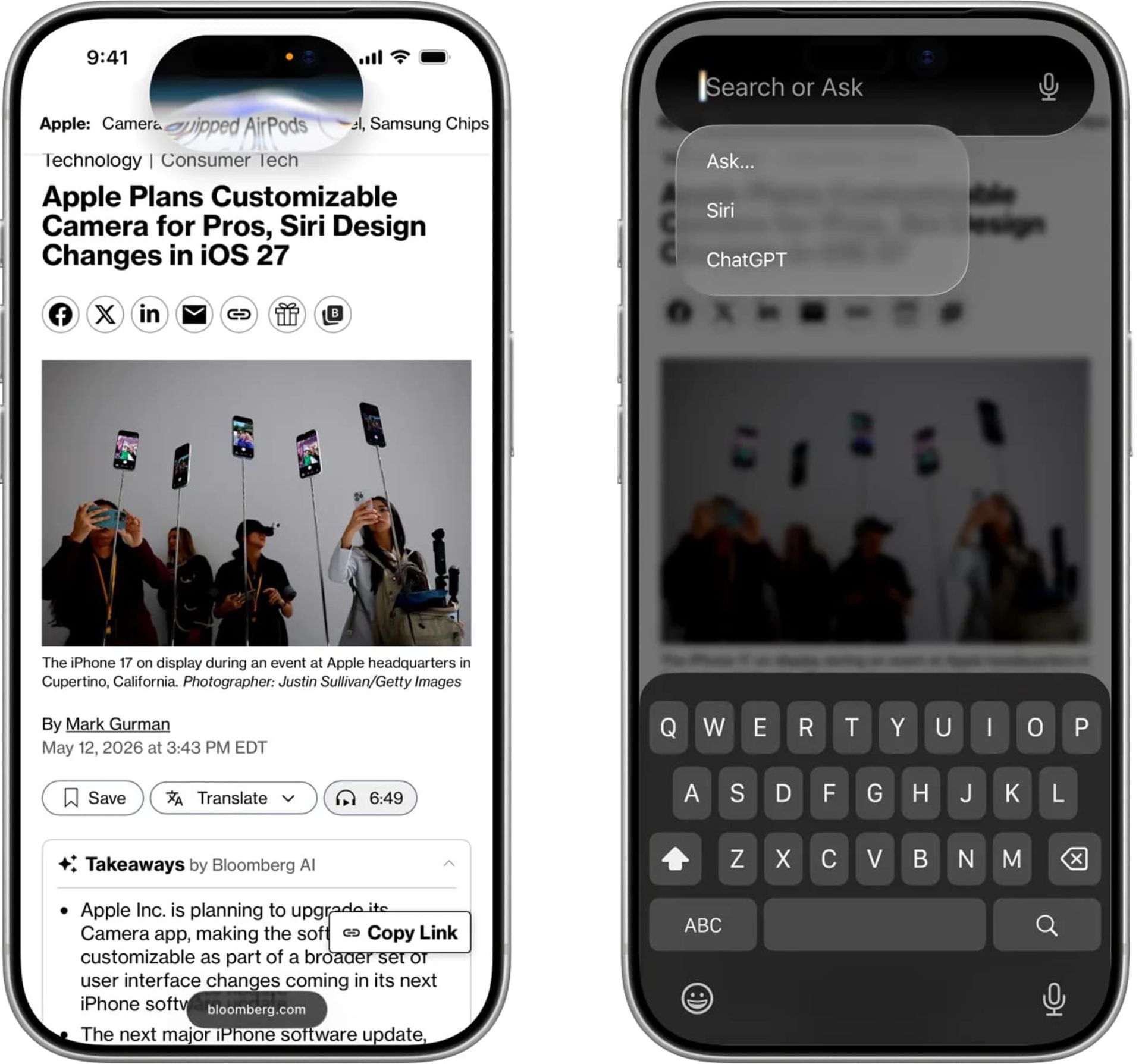 تصاویر لورفته از سیری iOS 27 اپل قسمت تصاویر