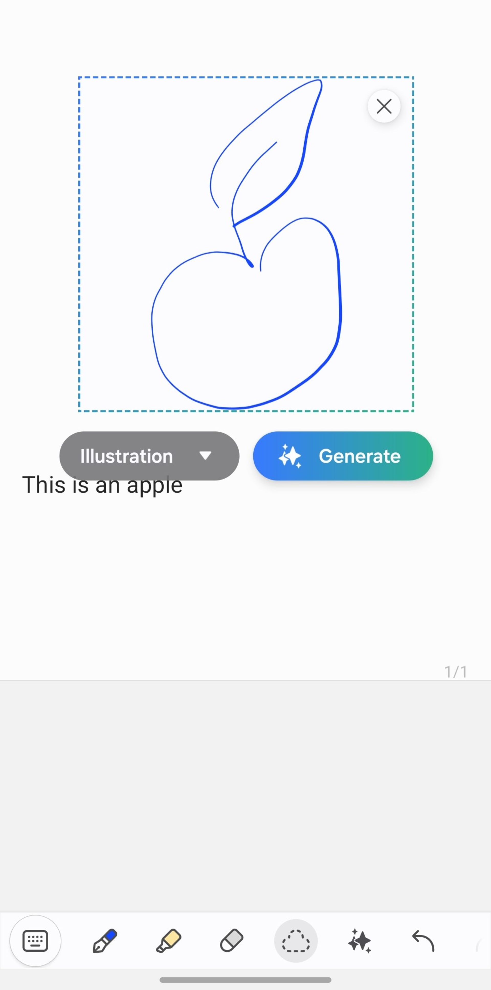 طرح سیب با قابلیت sketch to image اپلیکیشن نوت سامسونگ