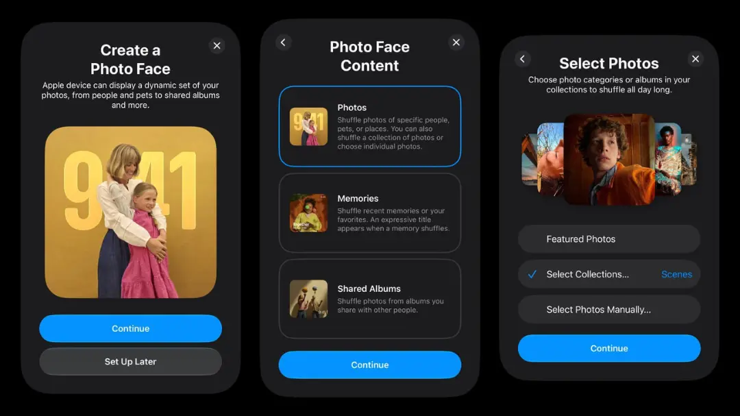 رابط کاربری تنظیمات Photo Face در دستگاه‌های هوشمند اپل