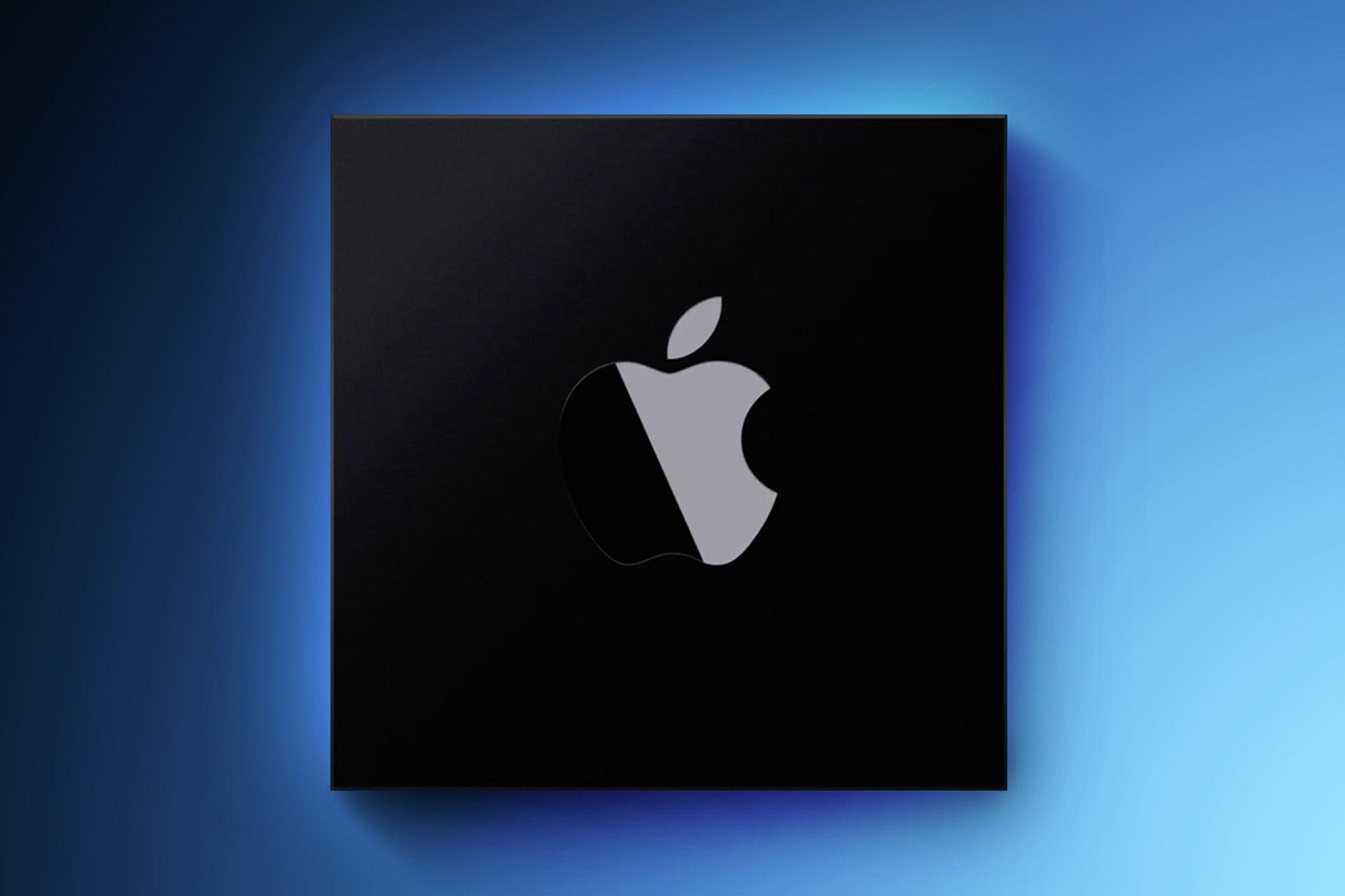 تراشه با نماد اپل با پس زمینه آبی گرادیان